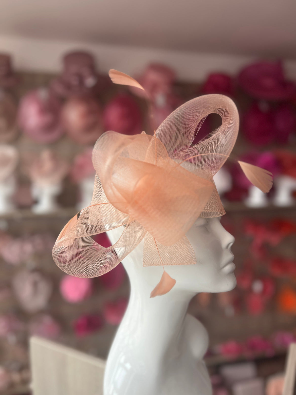 Nude Large Loop Fascinator With Feathers-Fascinators Direct