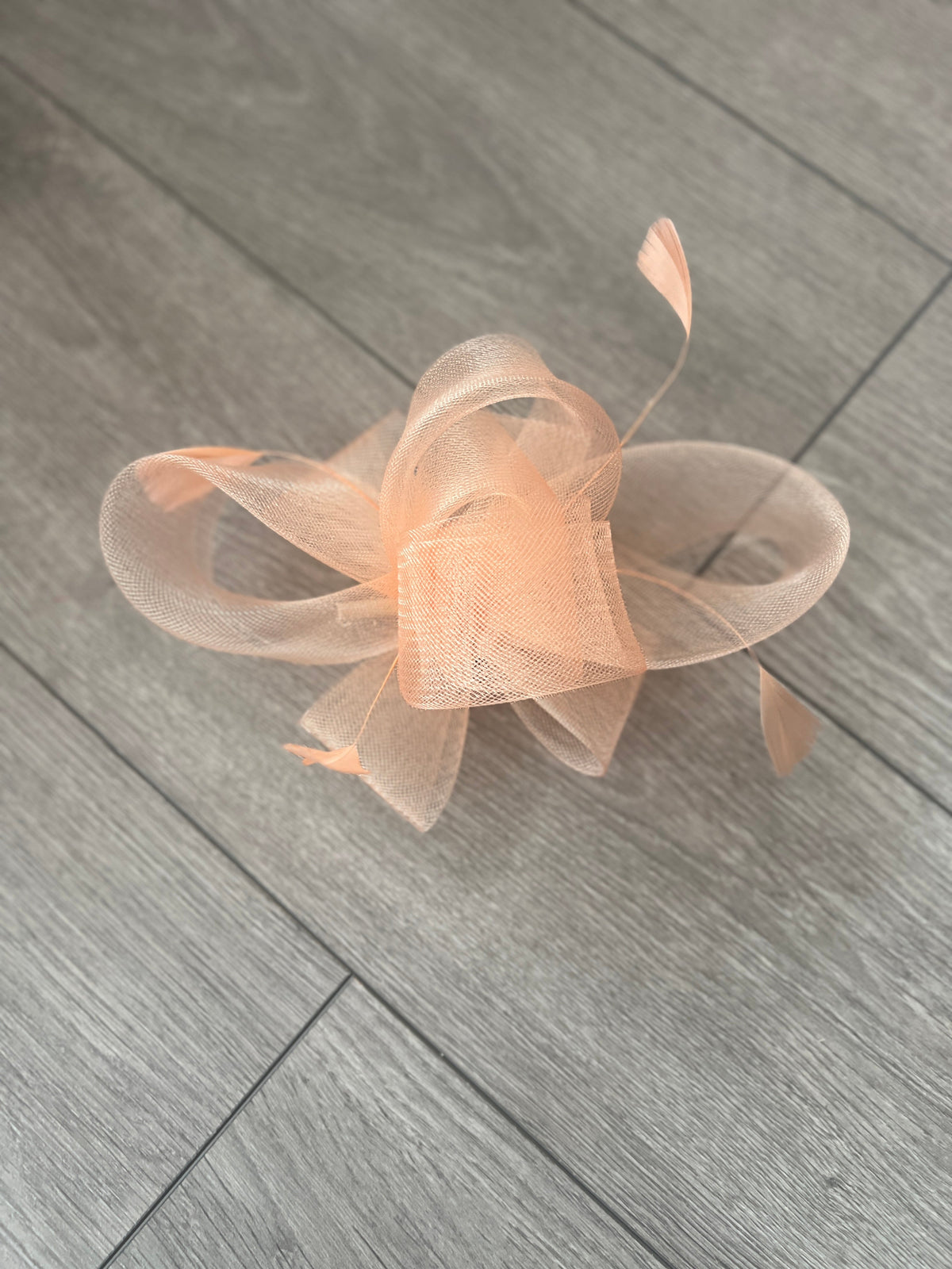 Nude Large Loop Fascinator With Feathers-Fascinators Direct