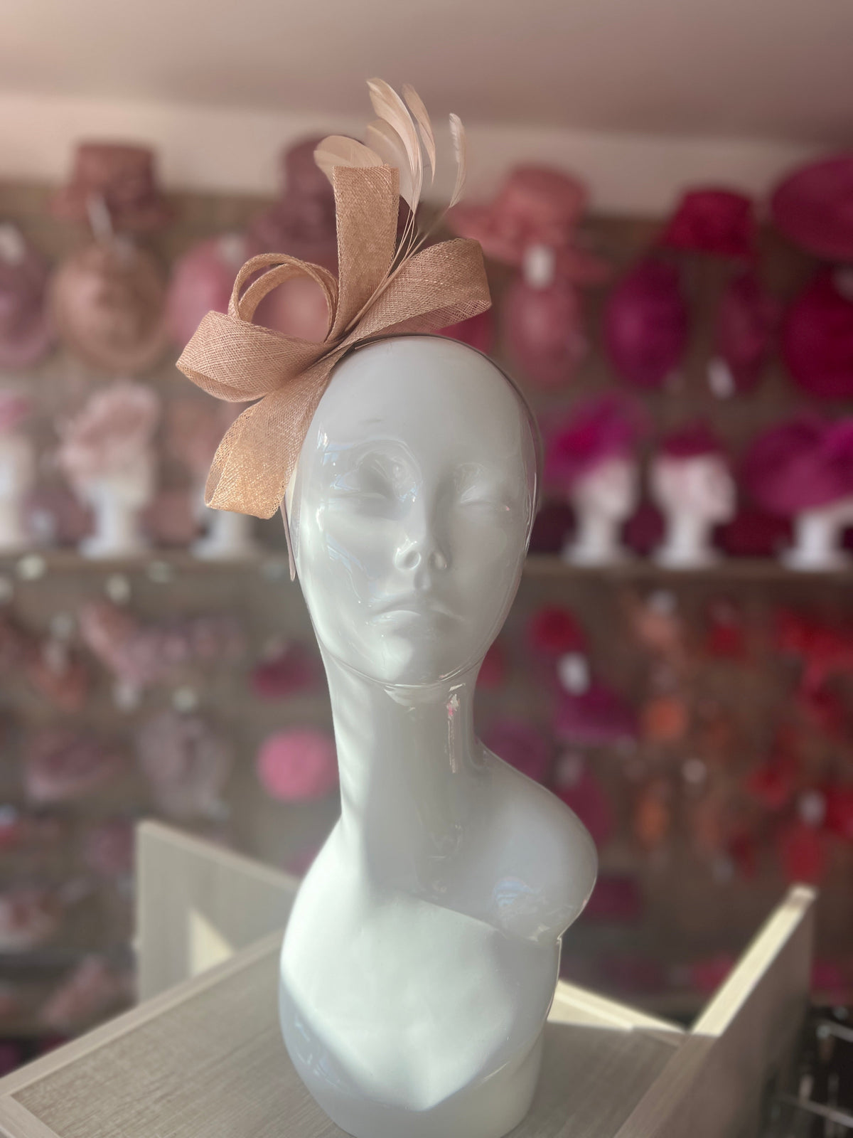 Nude Large Loop Feather Headband Fascinator-Fascinators Direct