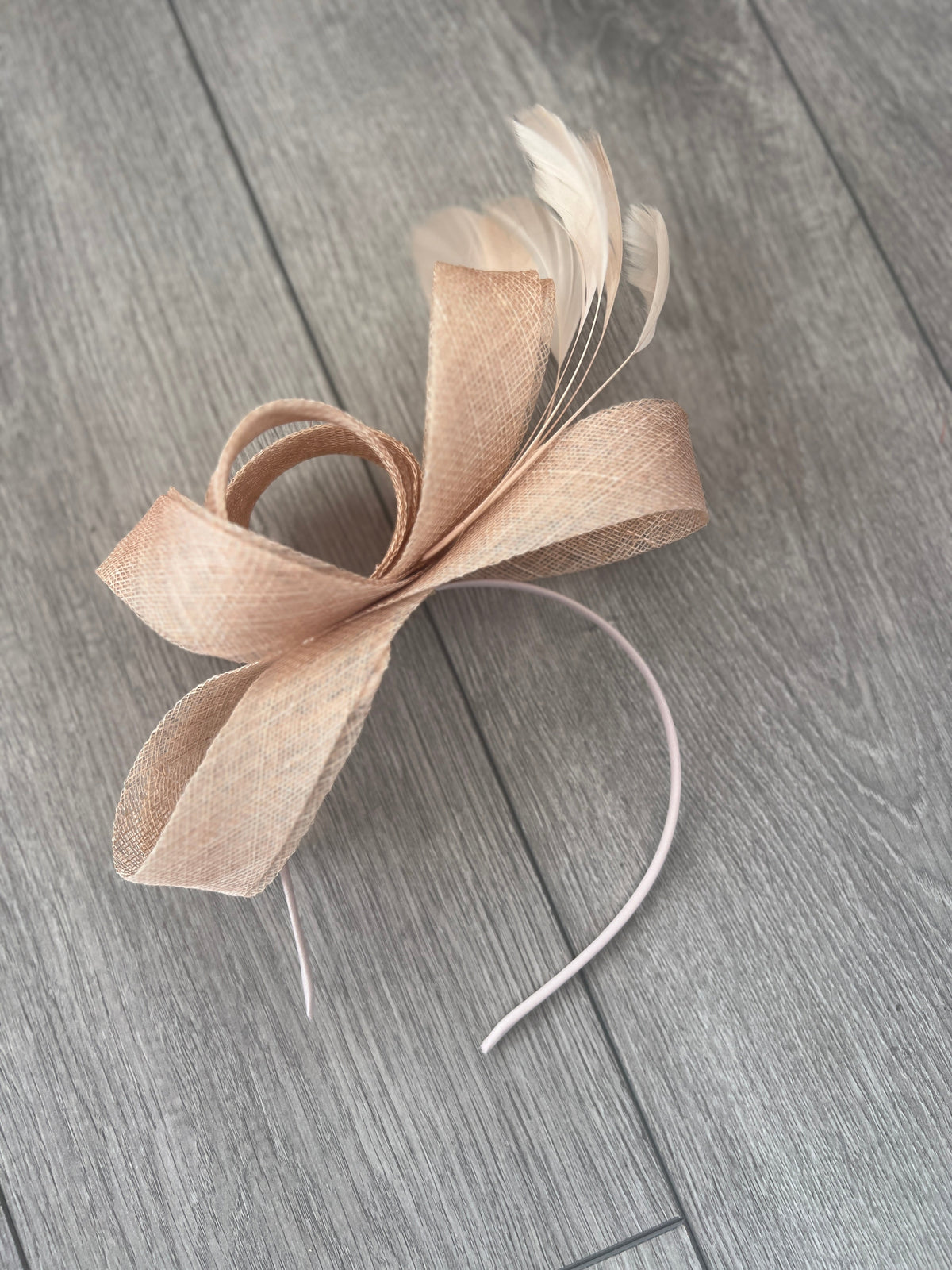 Nude Large Loop Feather Headband Fascinator-Fascinators Direct