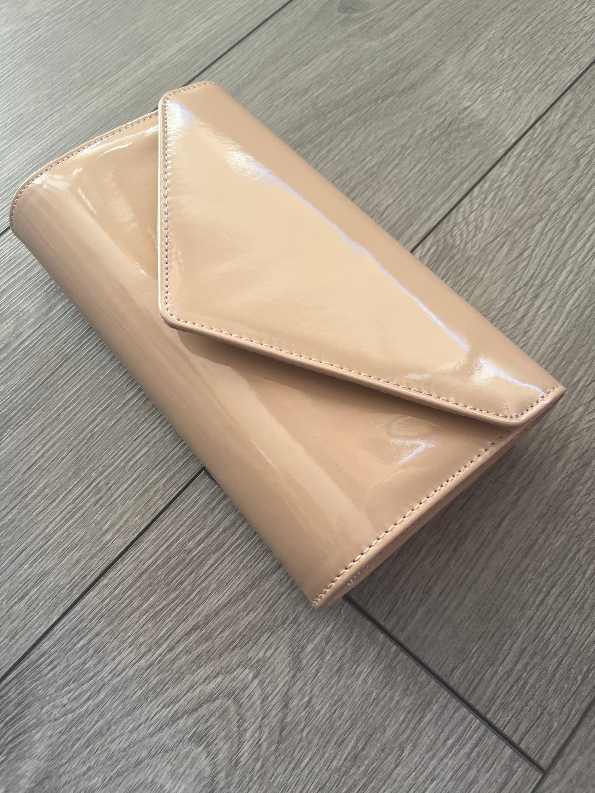 Nude Patent Envelope Clutch Bag-Fascinators Direct