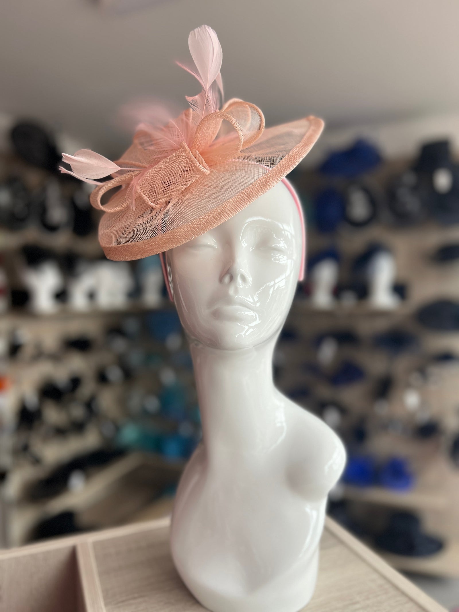 Nude Pink Fascinator with Ruched Sinamay & Loops-Fascinators Direct