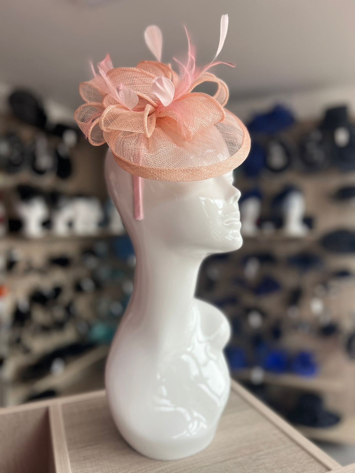 Nude Pink Fascinator with Ruched Sinamay &amp; Loops-Fascinators Direct