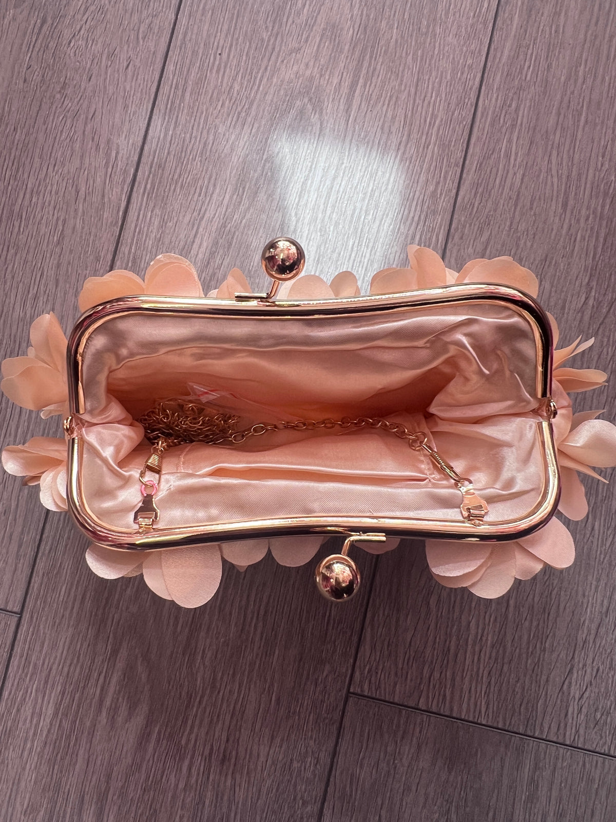 Nude Satin Flower Petal Clutch Bag-Fascinators Direct