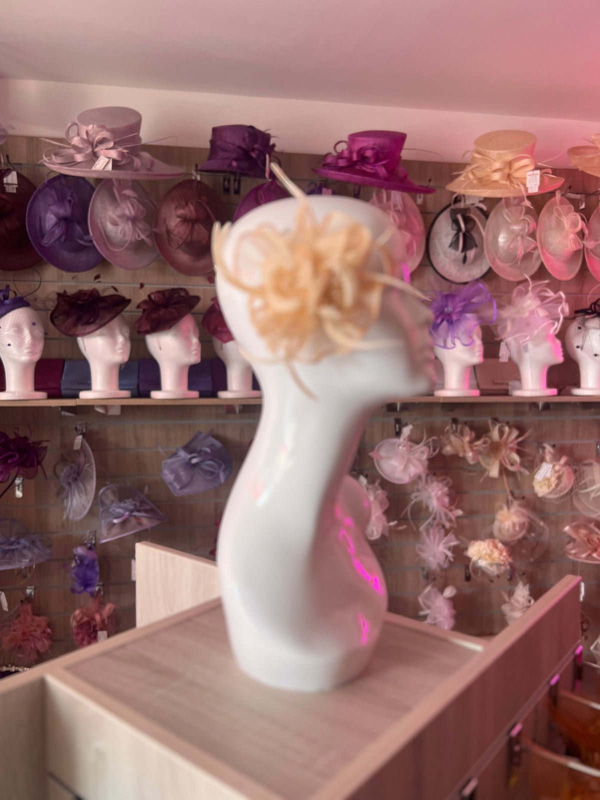 Nude Small Fascinator With Decorative Beads &amp; Feathers-Fascinators Direct