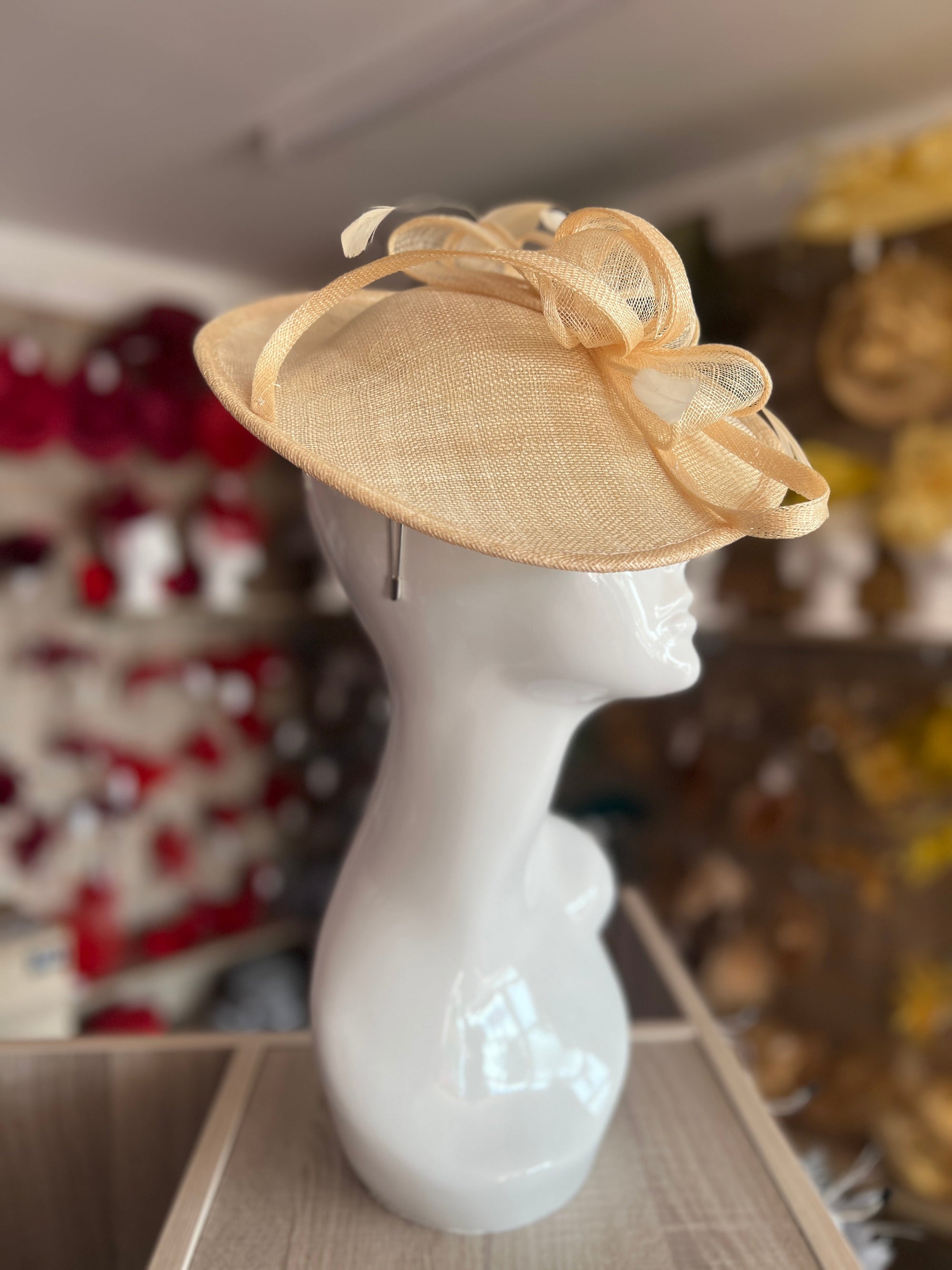 Nude Teardrop Disc Fascinator-Fascinators Direct