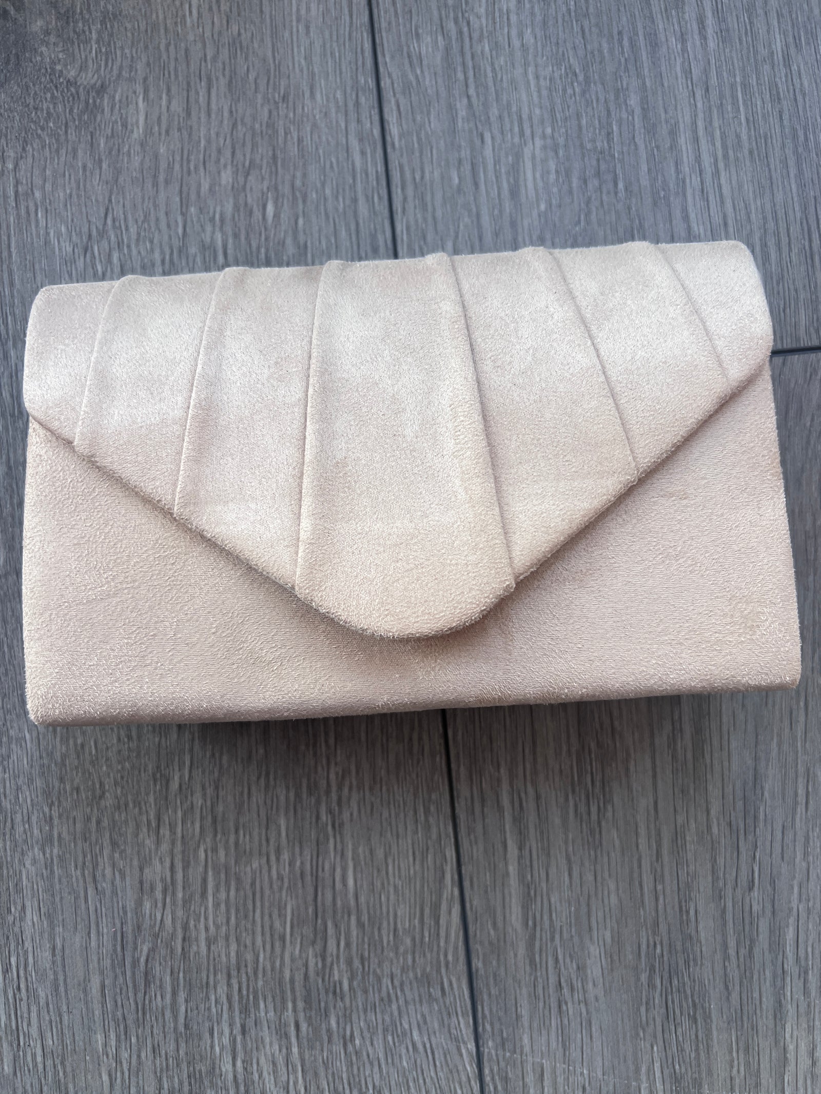 Nude Velvet Envelope Clutch Bag-Fascinators Direct