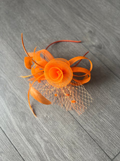 Orange Crinoline Mesh Fascinator Handmade Orange Crinoline Fascinator: Elegant Headband for  main image 4