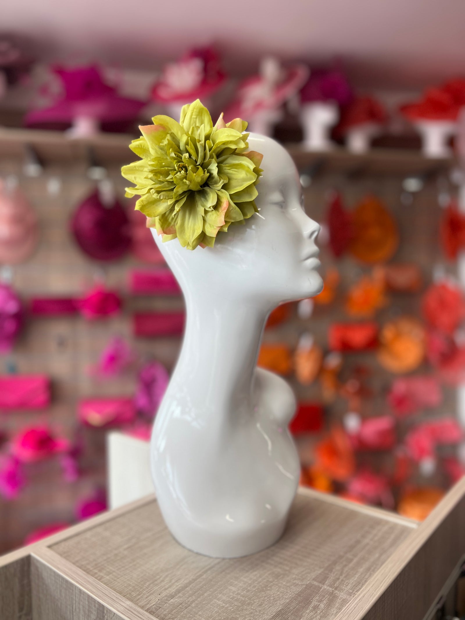 Olive Green Hair Flower Fascinator With Clip-Fascinators Direct