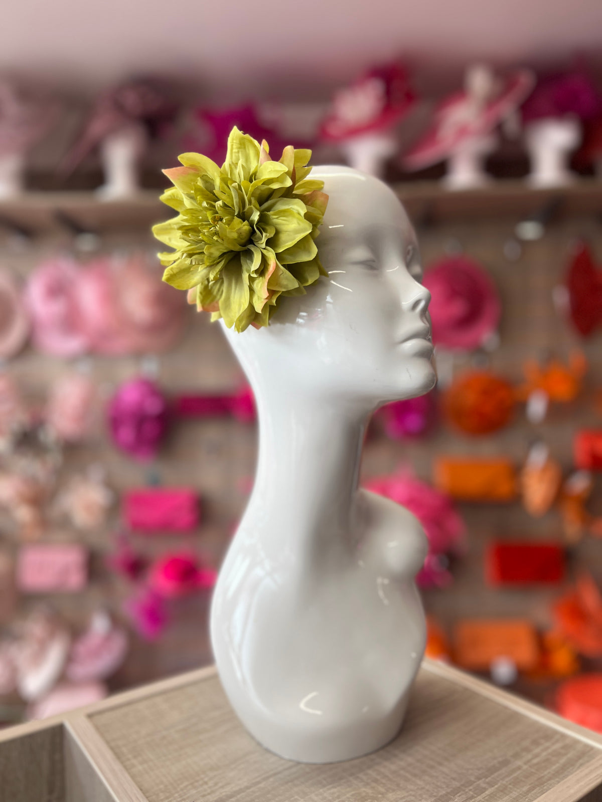 Olive Green Hair Flower Fascinator With Clip-Fascinators Direct