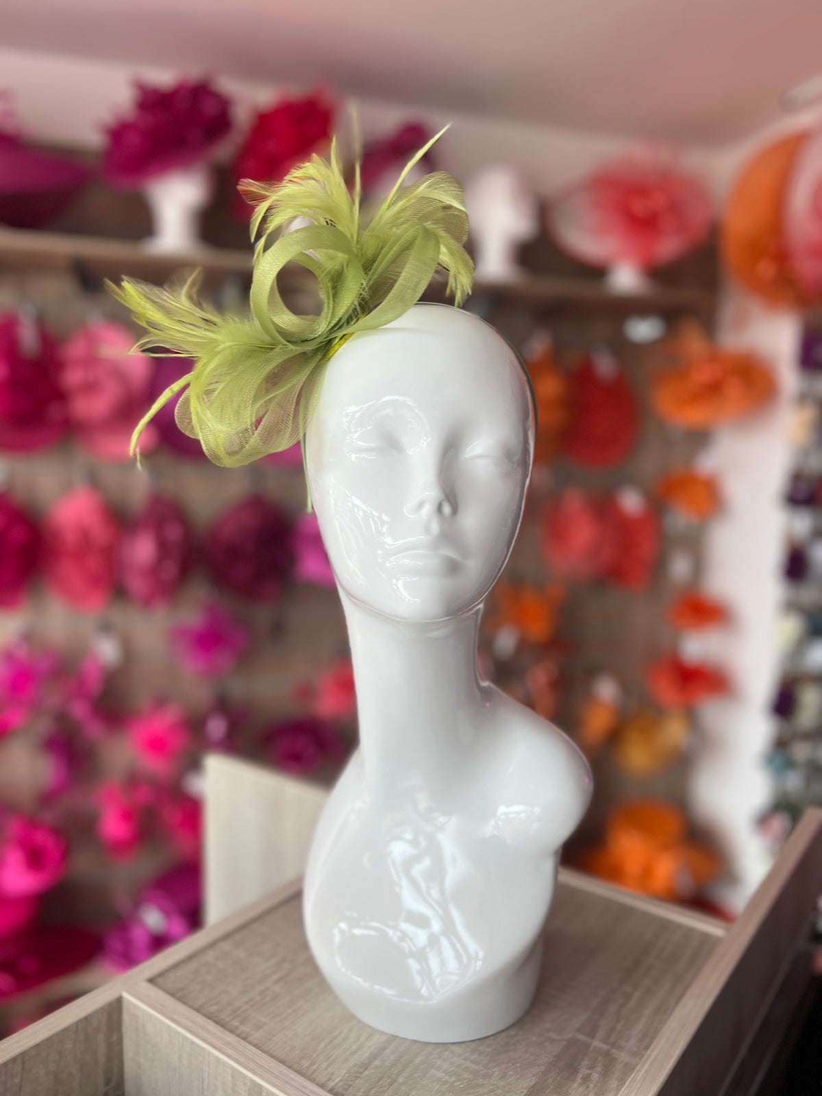 Olive Green Loop Bow Fascinator With Feathers-Fascinators Direct