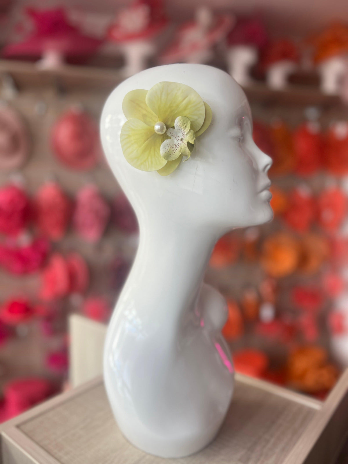 Olive Green Orchid Hair Clip-Fascinators Direct