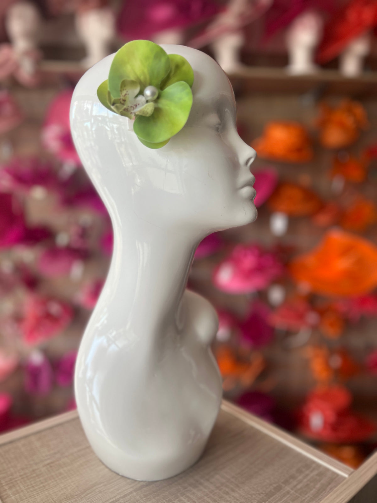Olive Green Orchid Hair Clip-Fascinators Direct