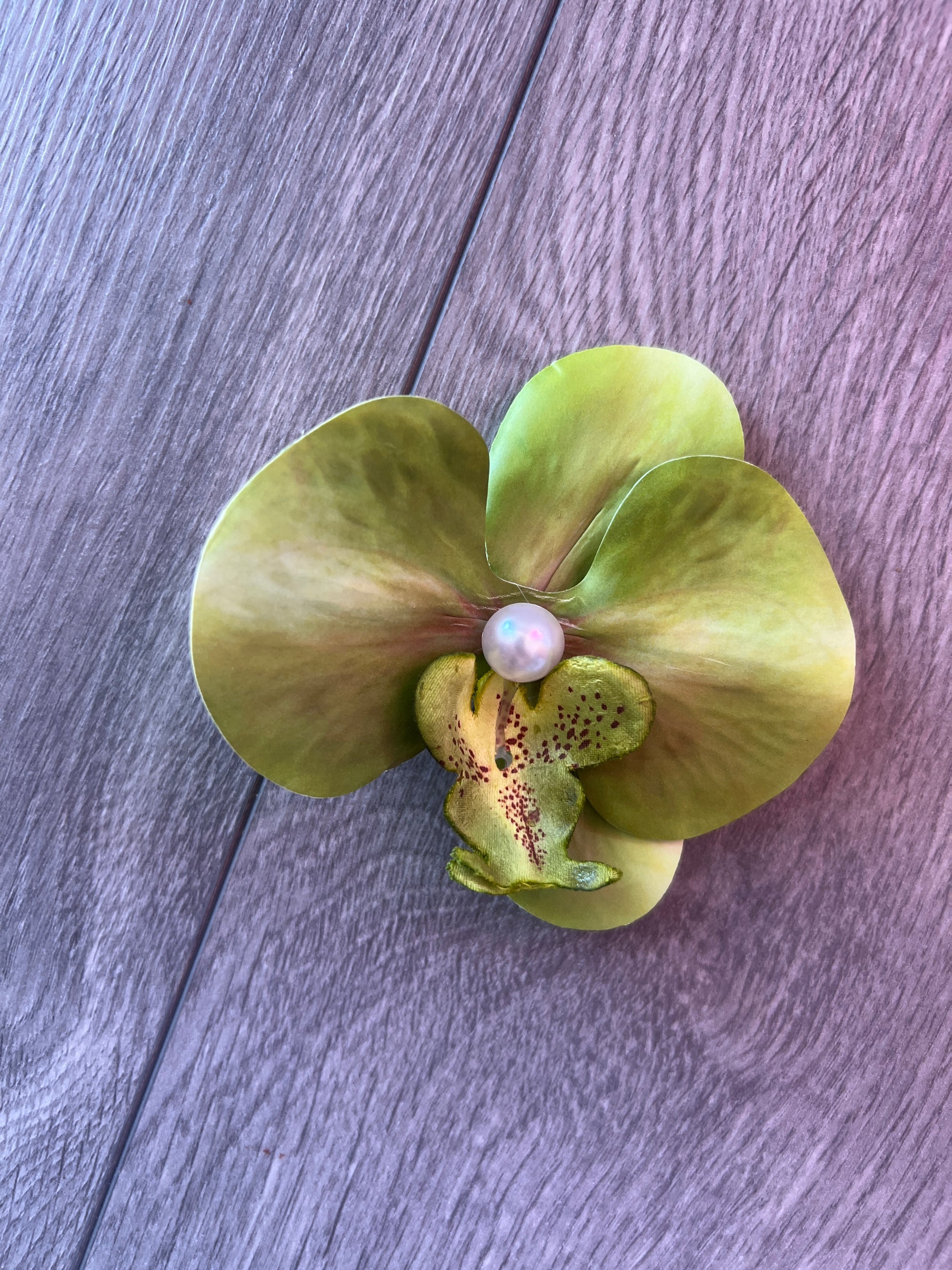 Olive Green Orchid Hair Clip-Fascinators Direct