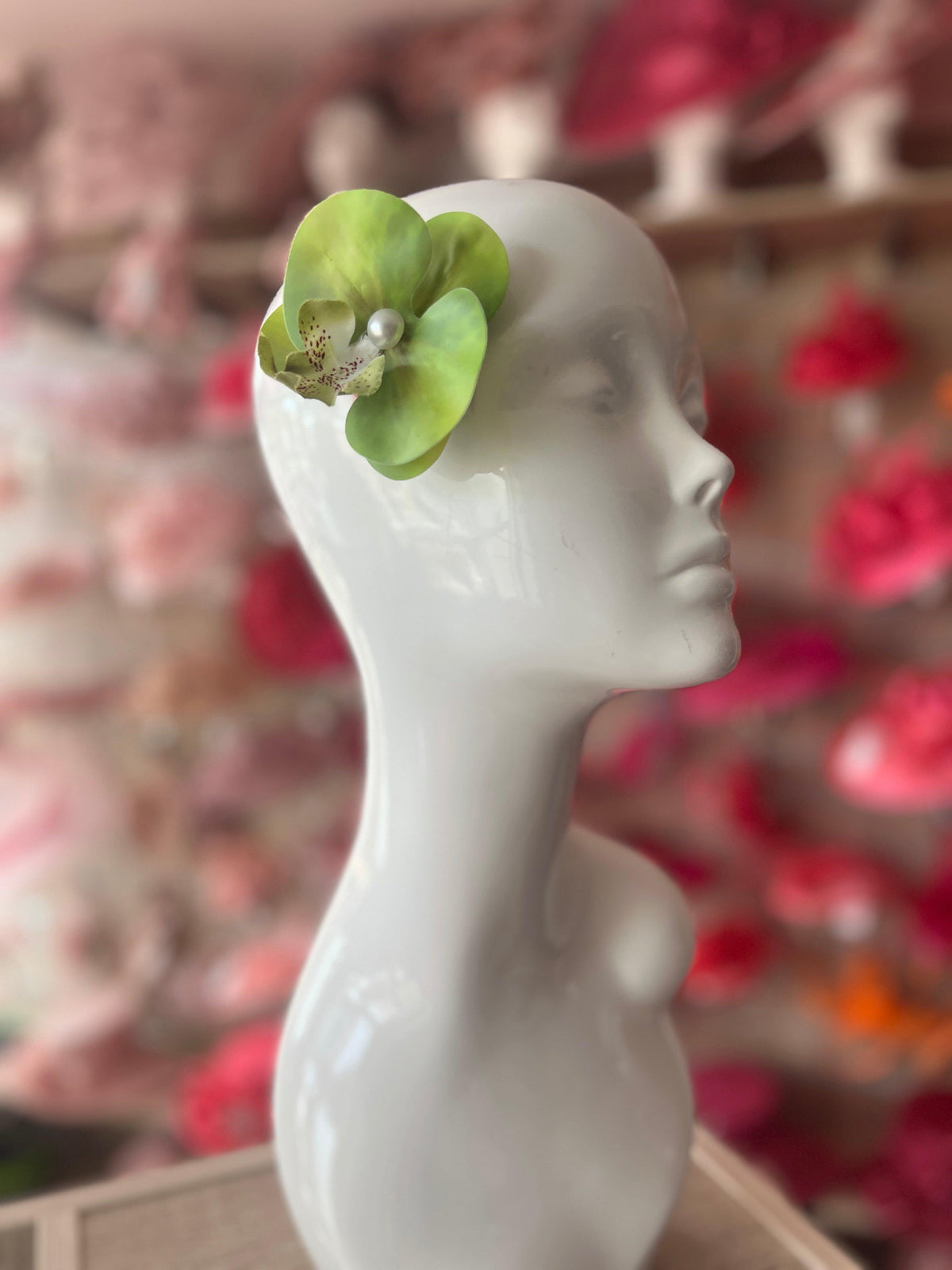 Olive Green Orchid Hair Clip-Fascinators Direct