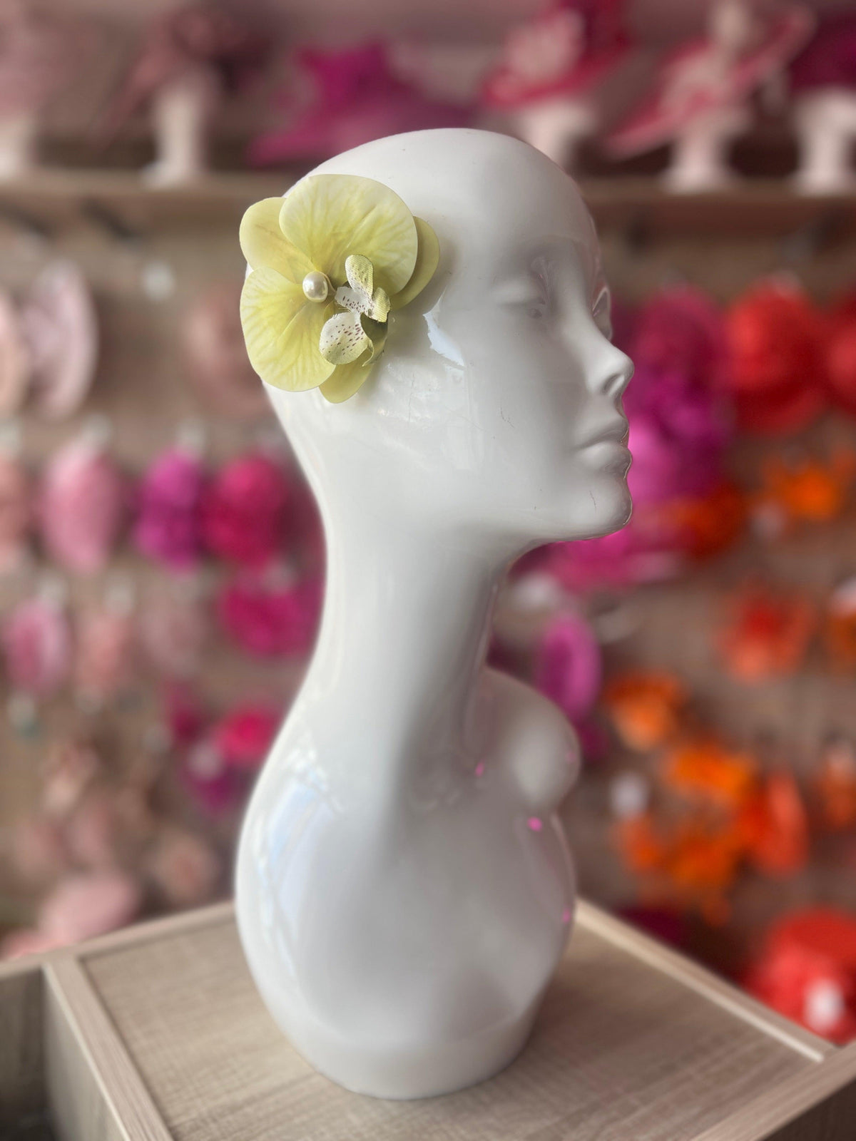 Olive Green Orchid Hair Clip-Fascinators Direct