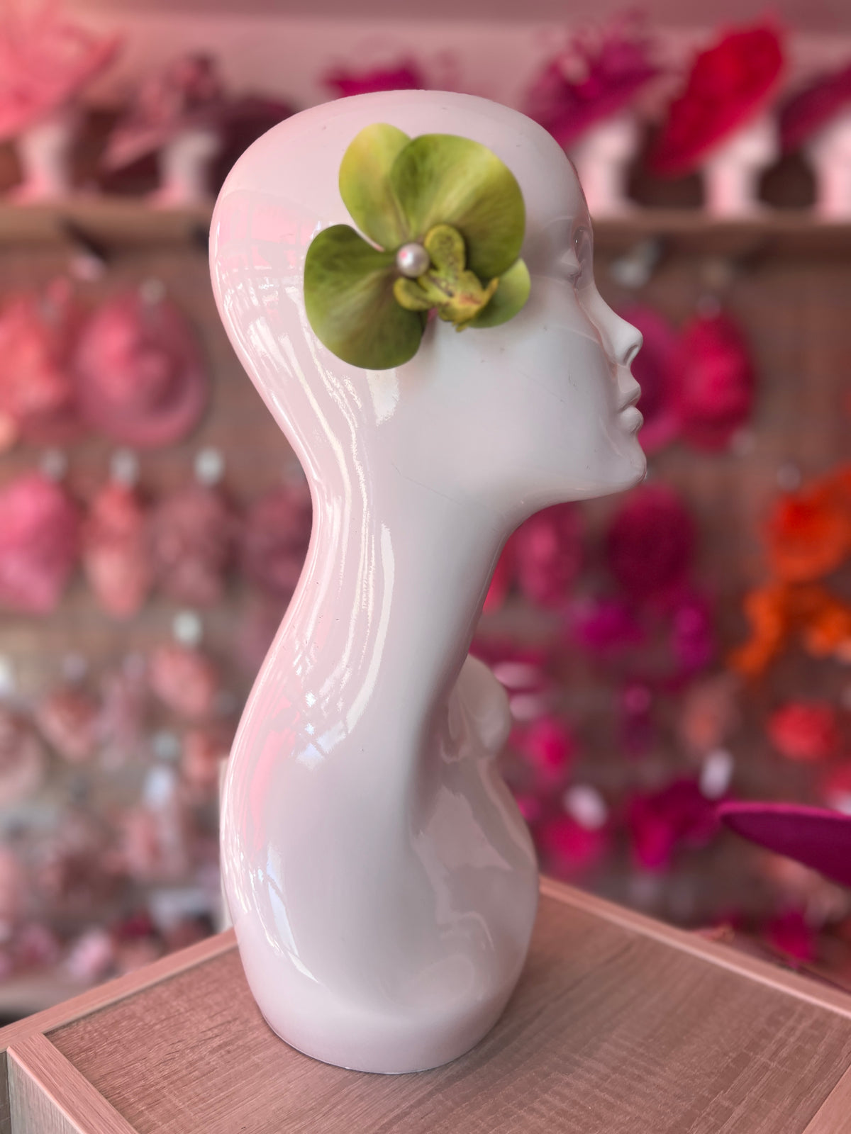 Olive Green Orchid Hair Clip-Fascinators Direct