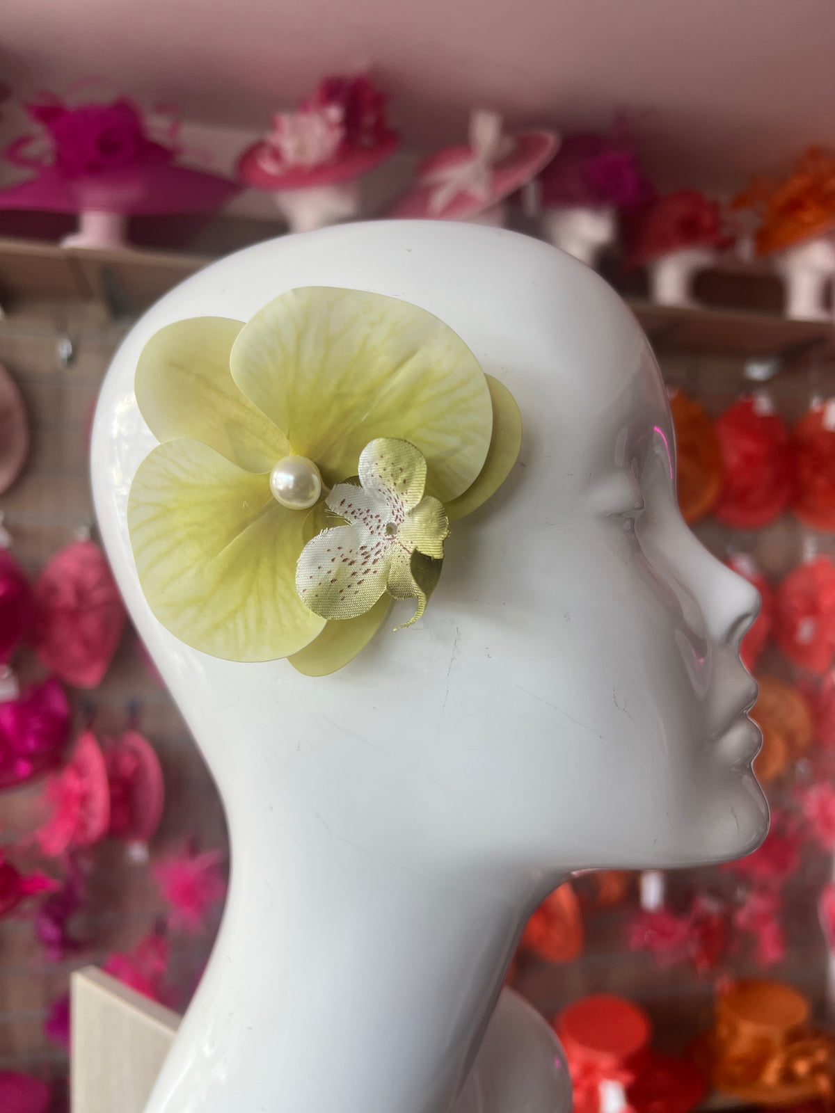 Olive Green Orchid Hair Clip-Fascinators Direct