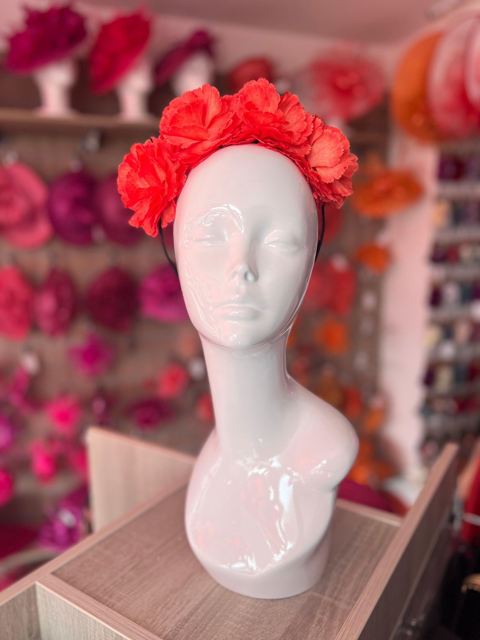 Orange Carnation Flower Crown Headband-Fascinators Direct