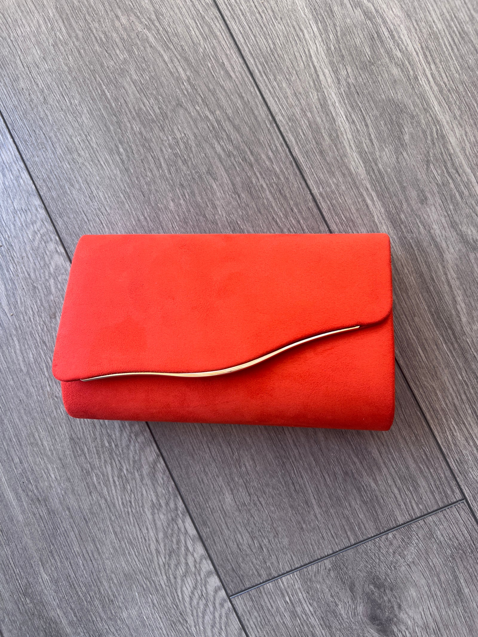 Orange Clutch Bag With Gold Trim-Fascinators Direct