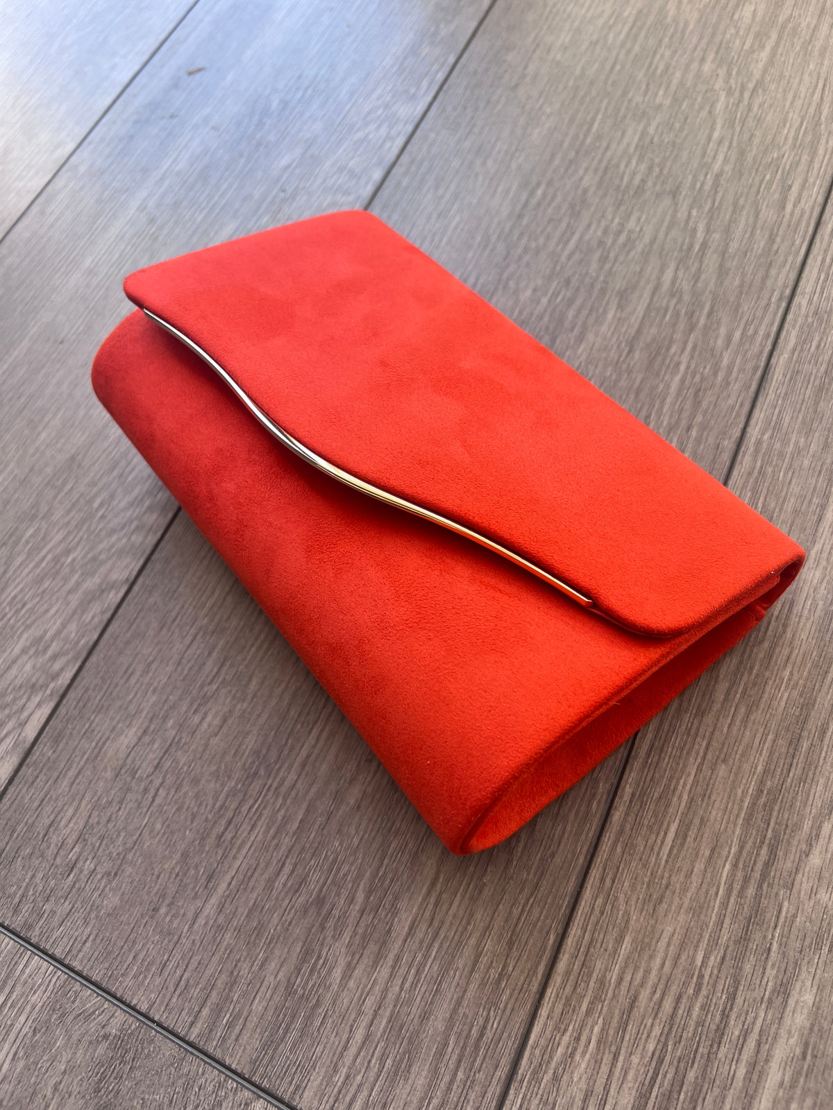 Orange Clutch Bag With Gold Trim-Fascinators Direct