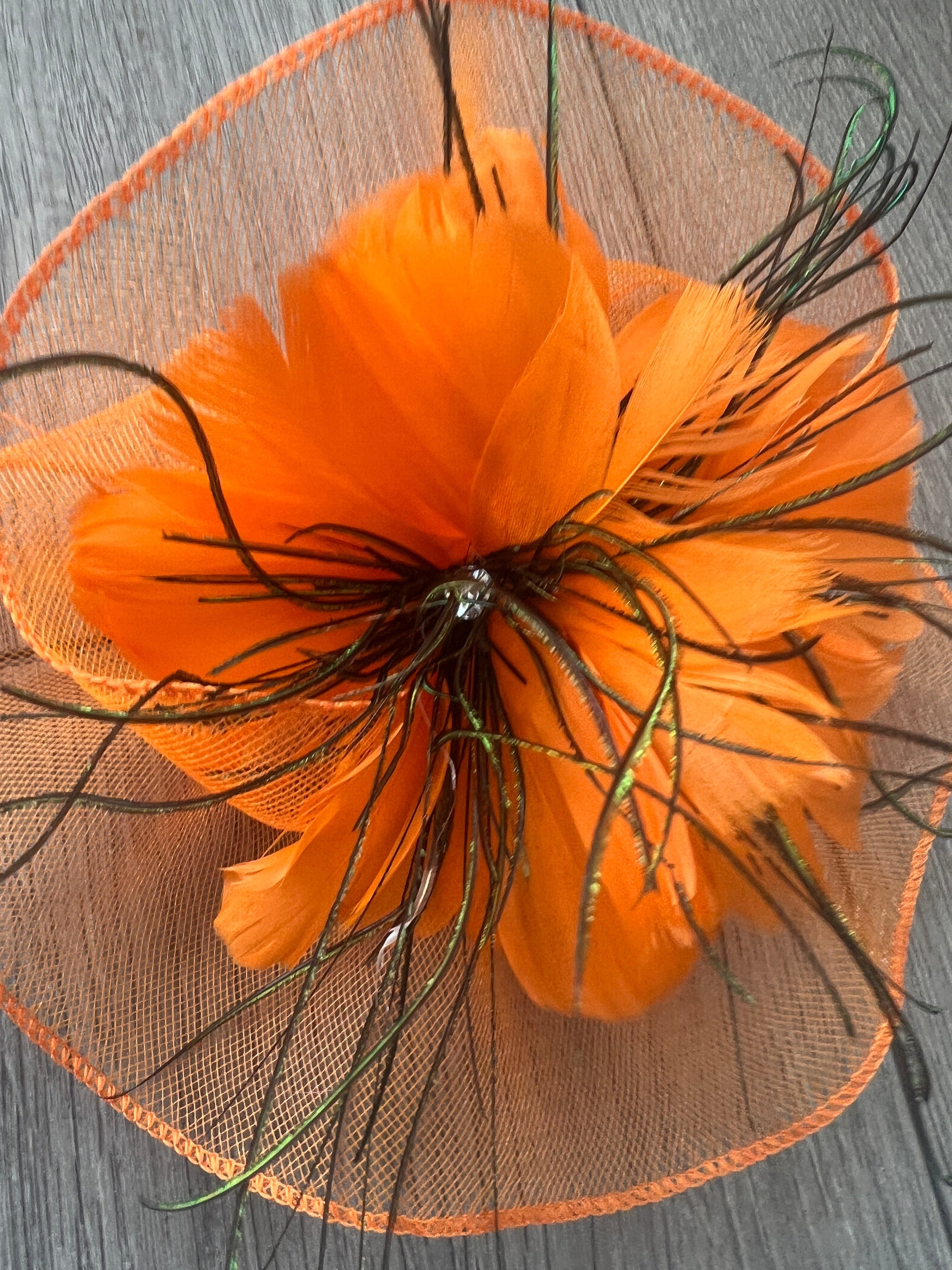 Orange Crinoline Flower Fascinator-Fascinators Direct