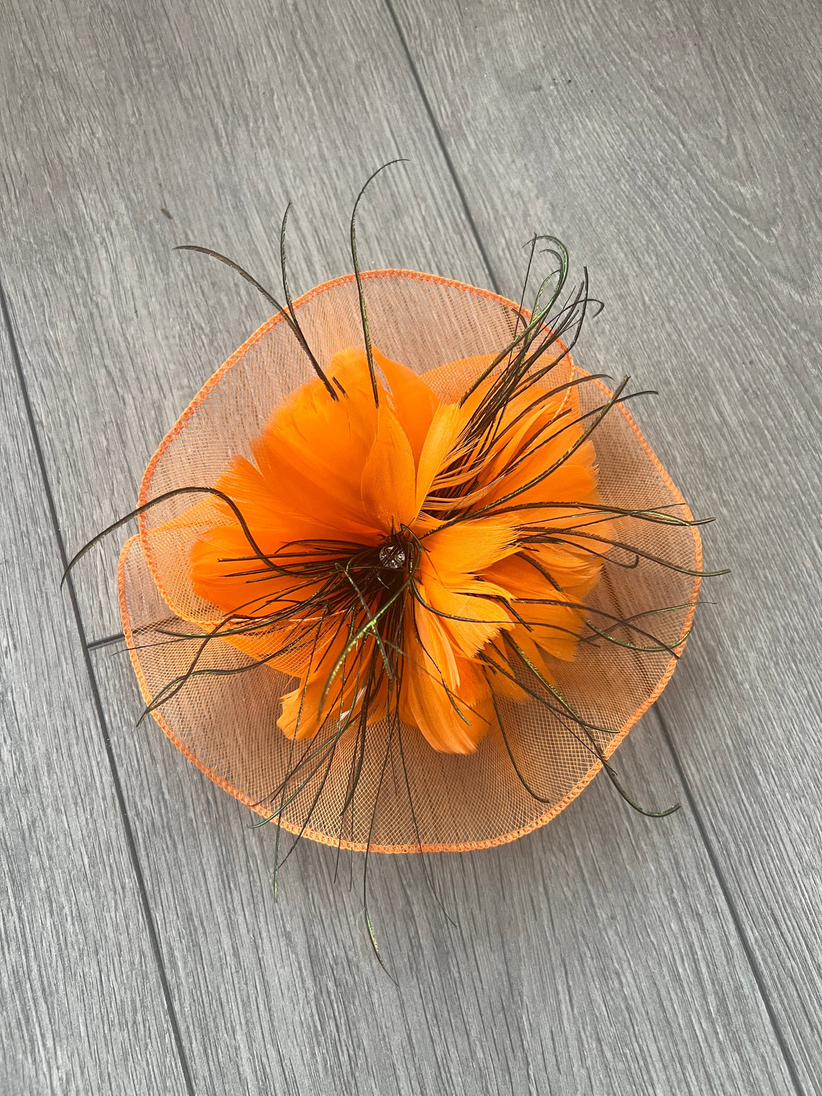 Orange Crinoline Flower Fascinator-Fascinators Direct