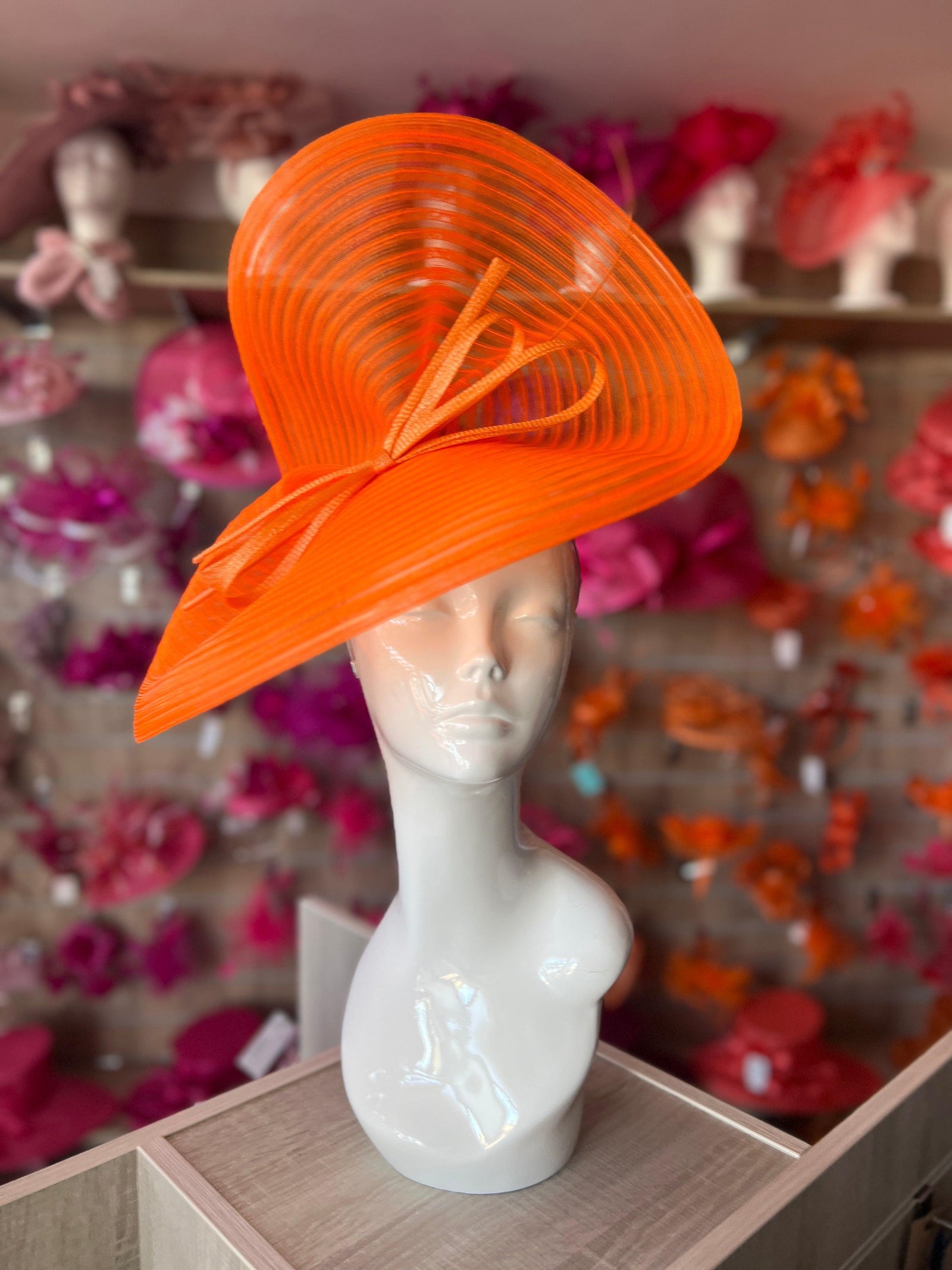 Orange Crinoline Hatinator with Bow-Fascinators Direct