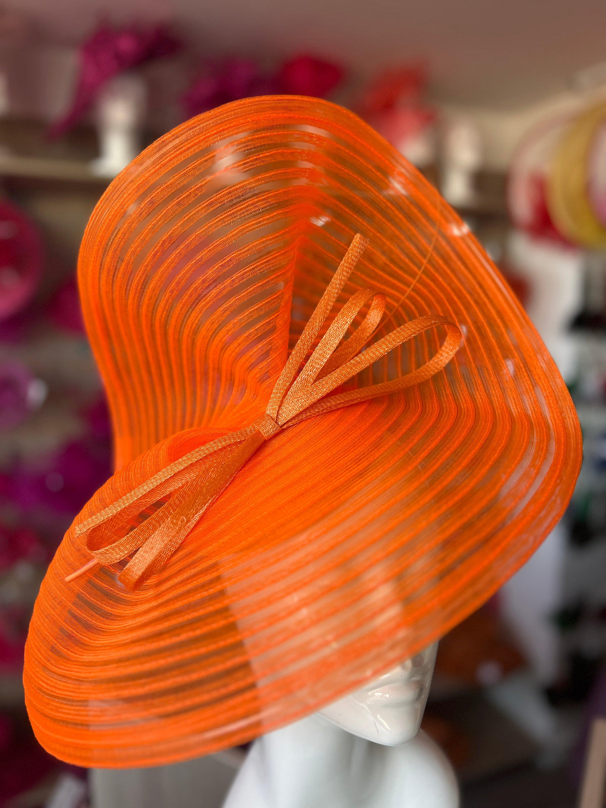 Orange Crinoline Hatinator with Bow-Fascinators Direct