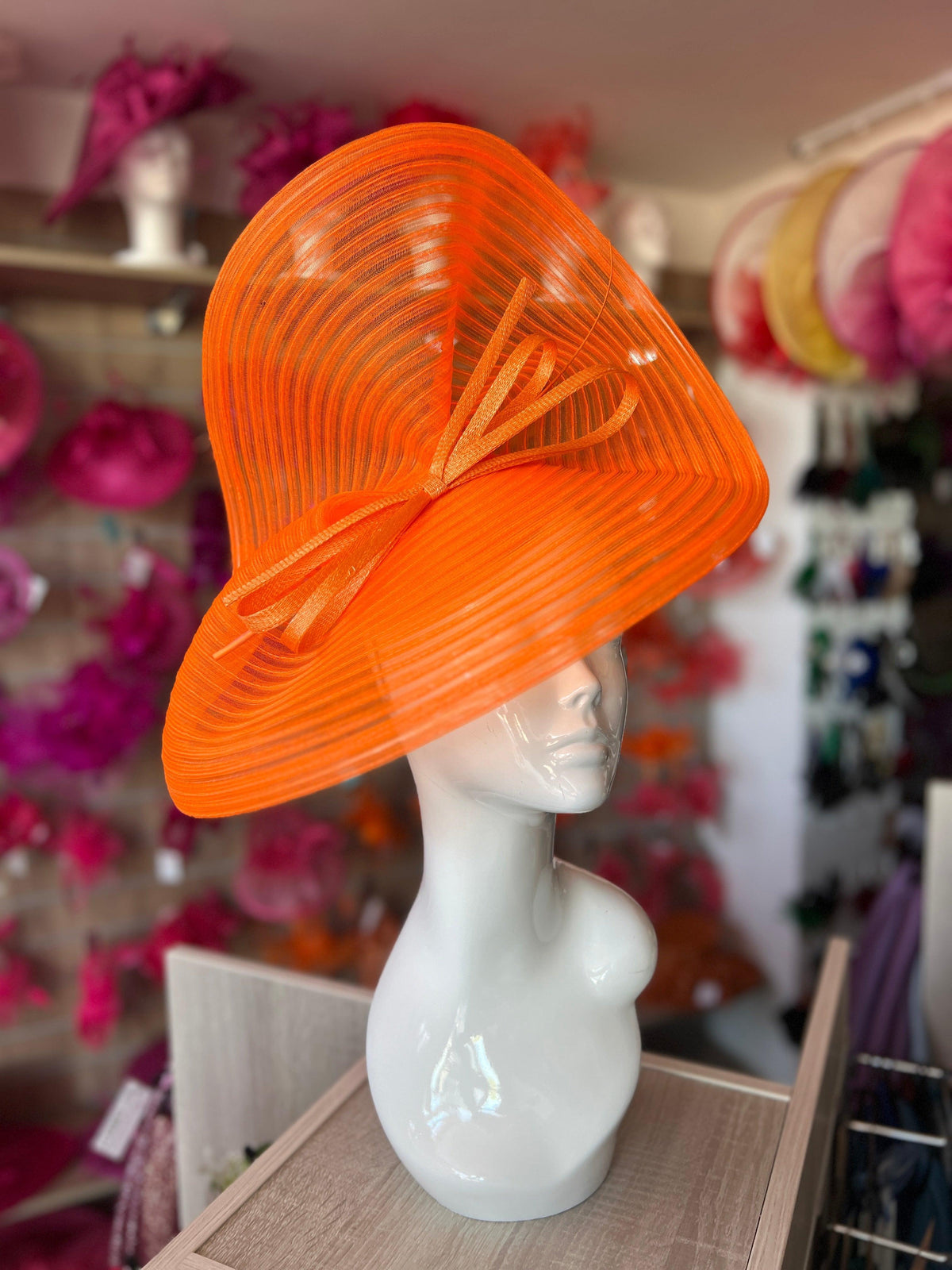 Orange Crinoline Hatinator with Bow-Fascinators Direct