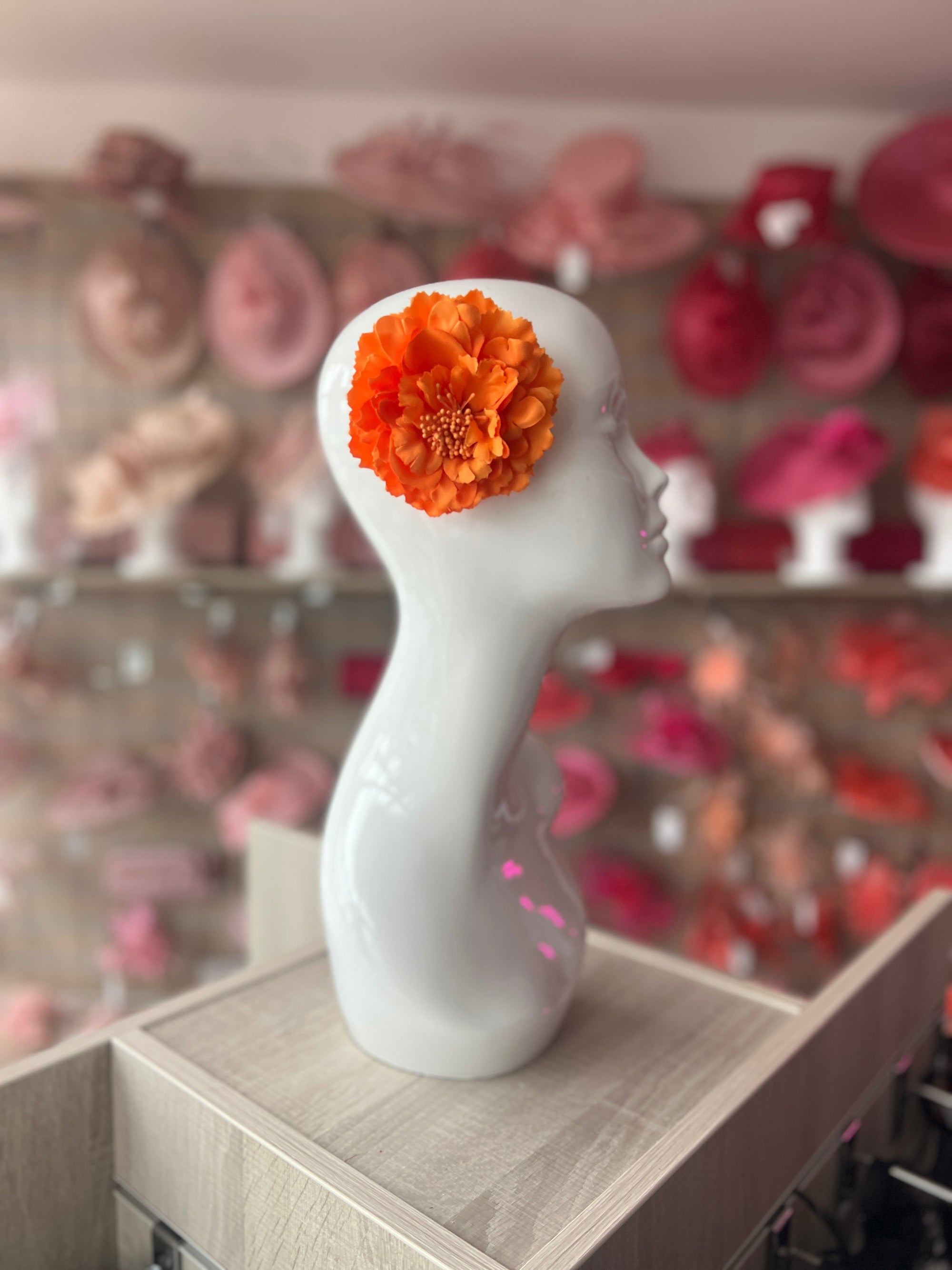 Orange Hair Flower Fascinator Clip-Fascinators Direct