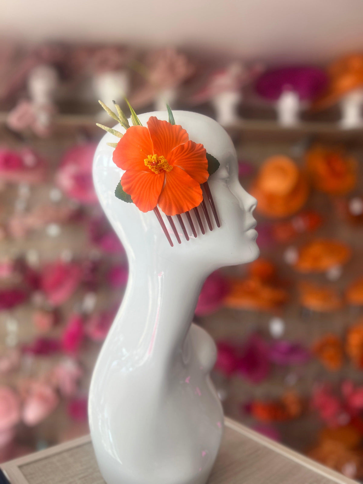 Orange Hawaiian Hair Flower Comb-Fascinators Direct