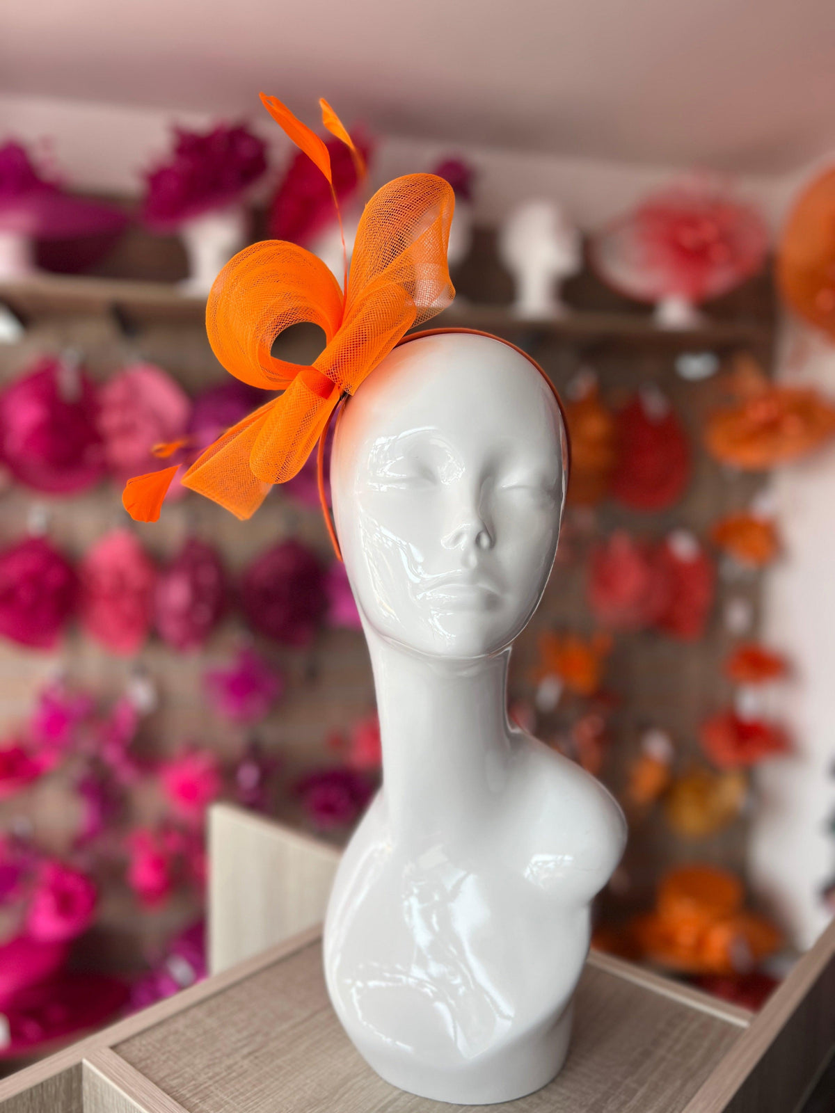 Orange Large Loop Fascinator With Feathers-Fascinators Direct