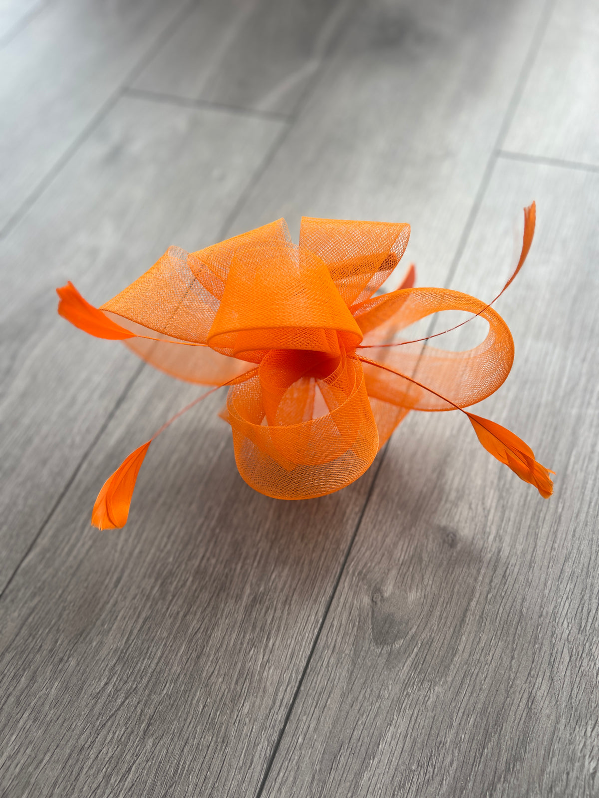 Orange Large Loop Fascinator With Feathers-Fascinators Direct