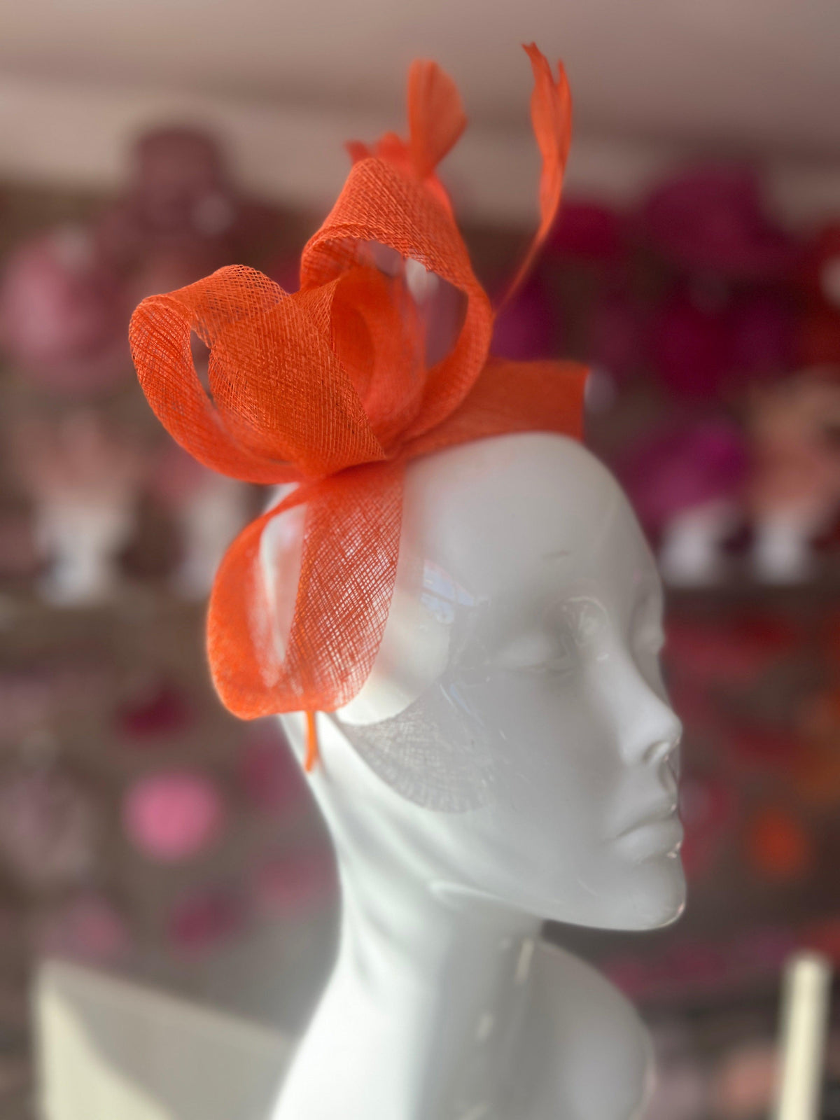 Orange Large Loop Feather Headband Fascinator-Fascinators Direct