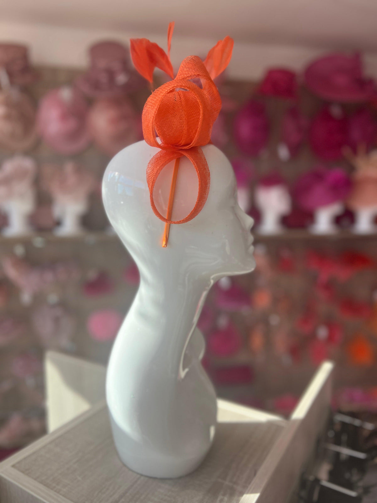 Orange Large Loop Feather Headband Fascinator-Fascinators Direct