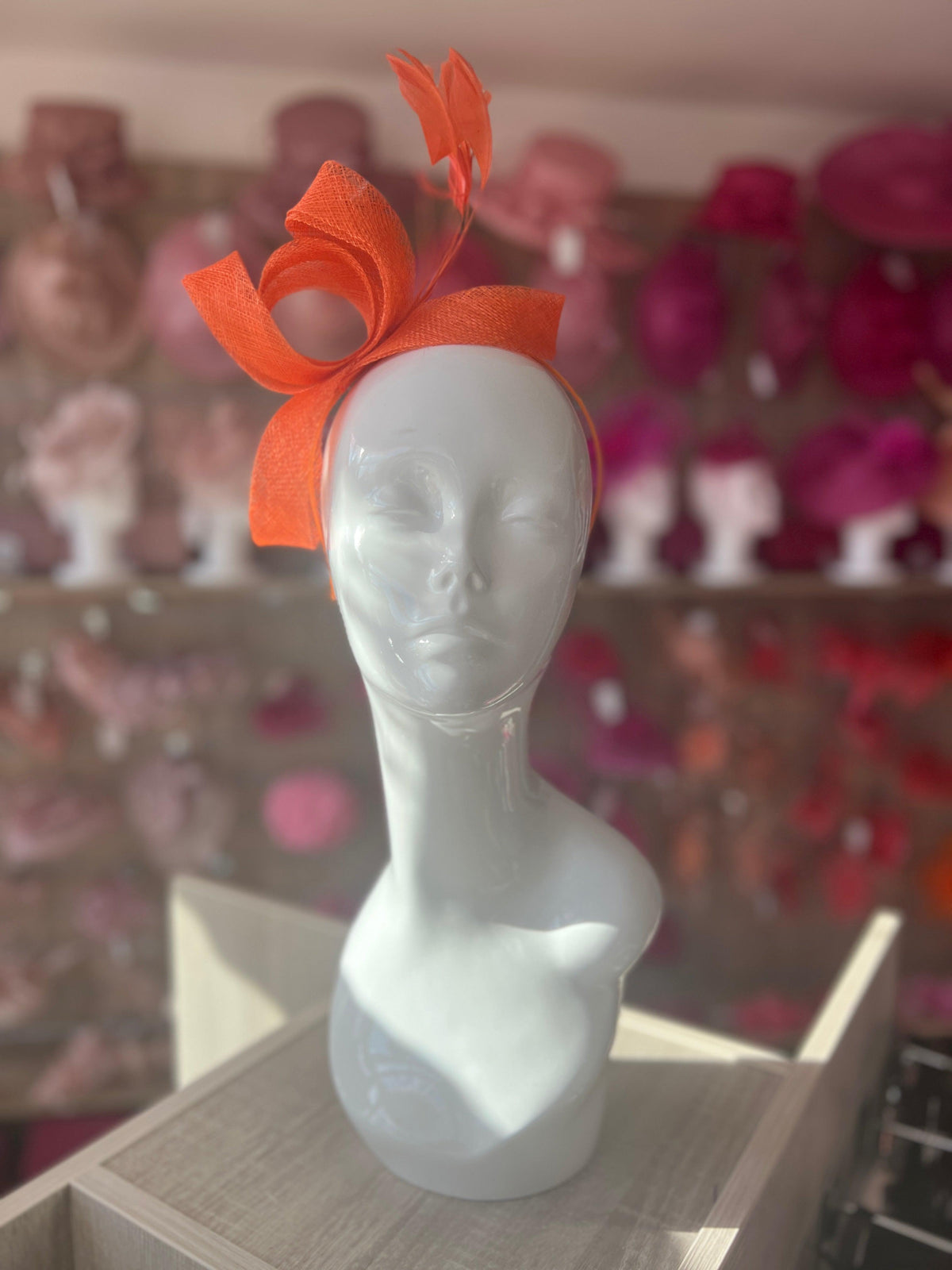 Orange Large Loop Feather Headband Fascinator-Fascinators Direct