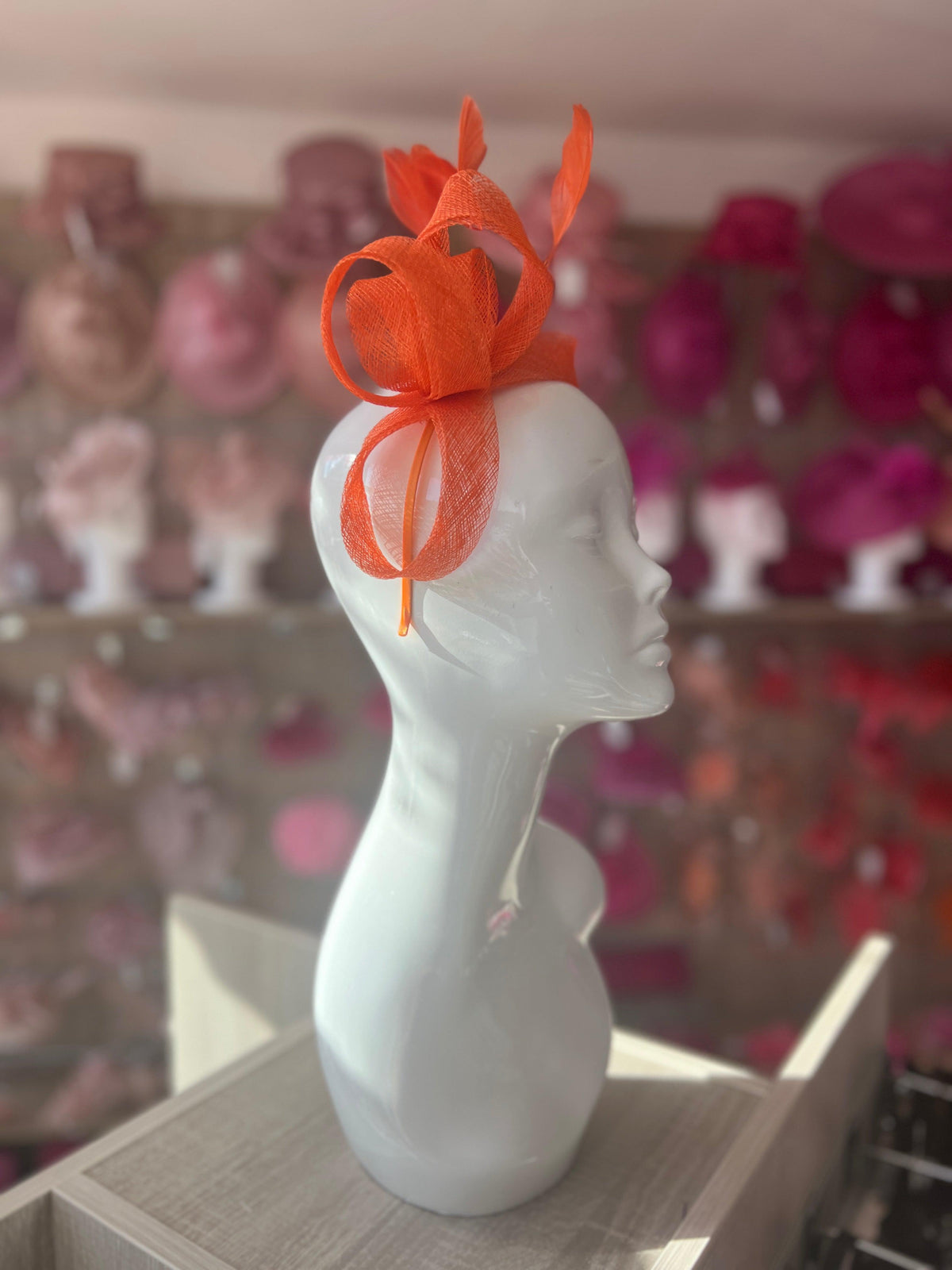 Orange Large Loop Feather Headband Fascinator-Fascinators Direct