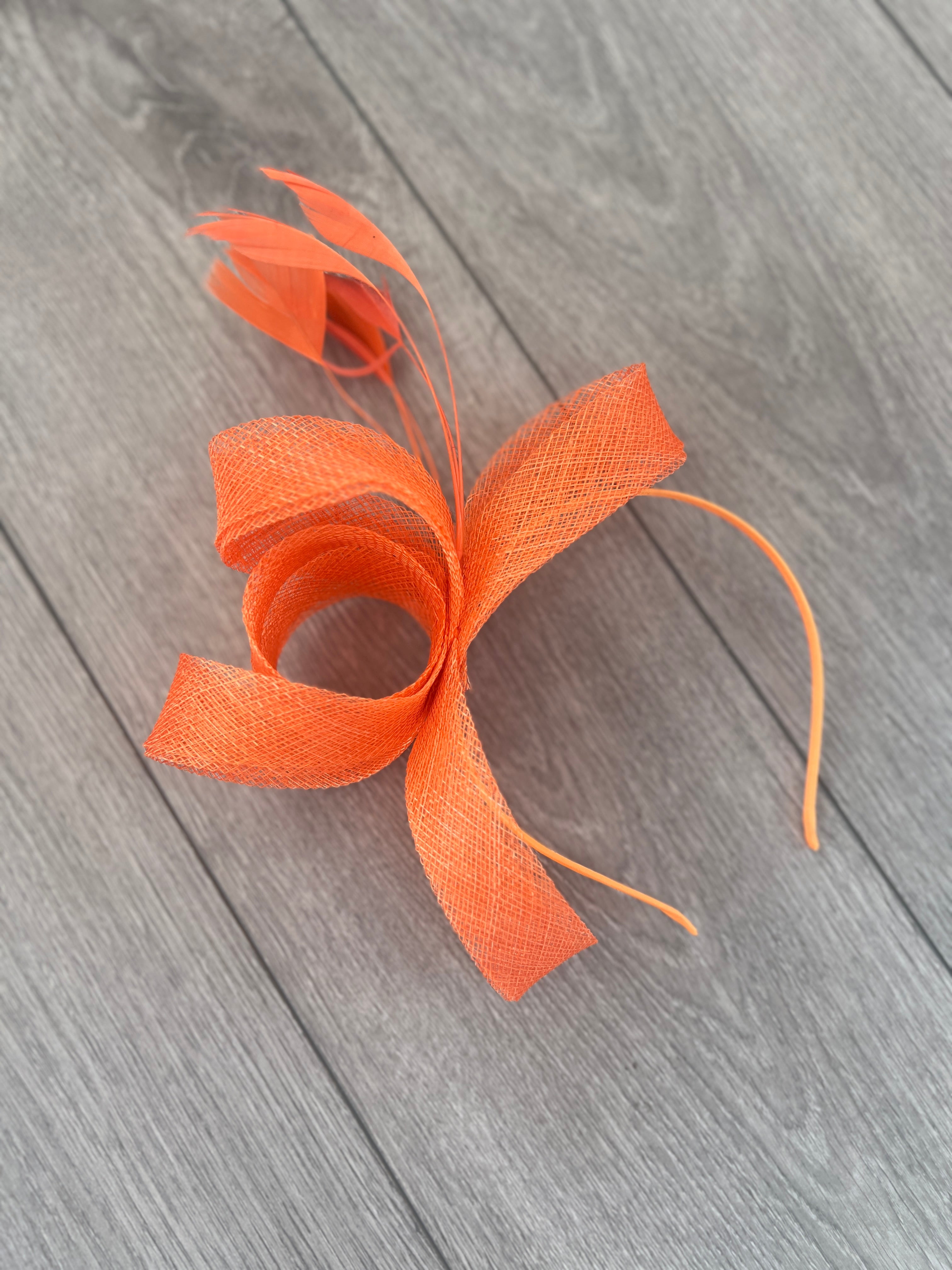 Fascinators Headband with Feather, Orange Orange crystal feather fascinator hat – House of Hats main image 2