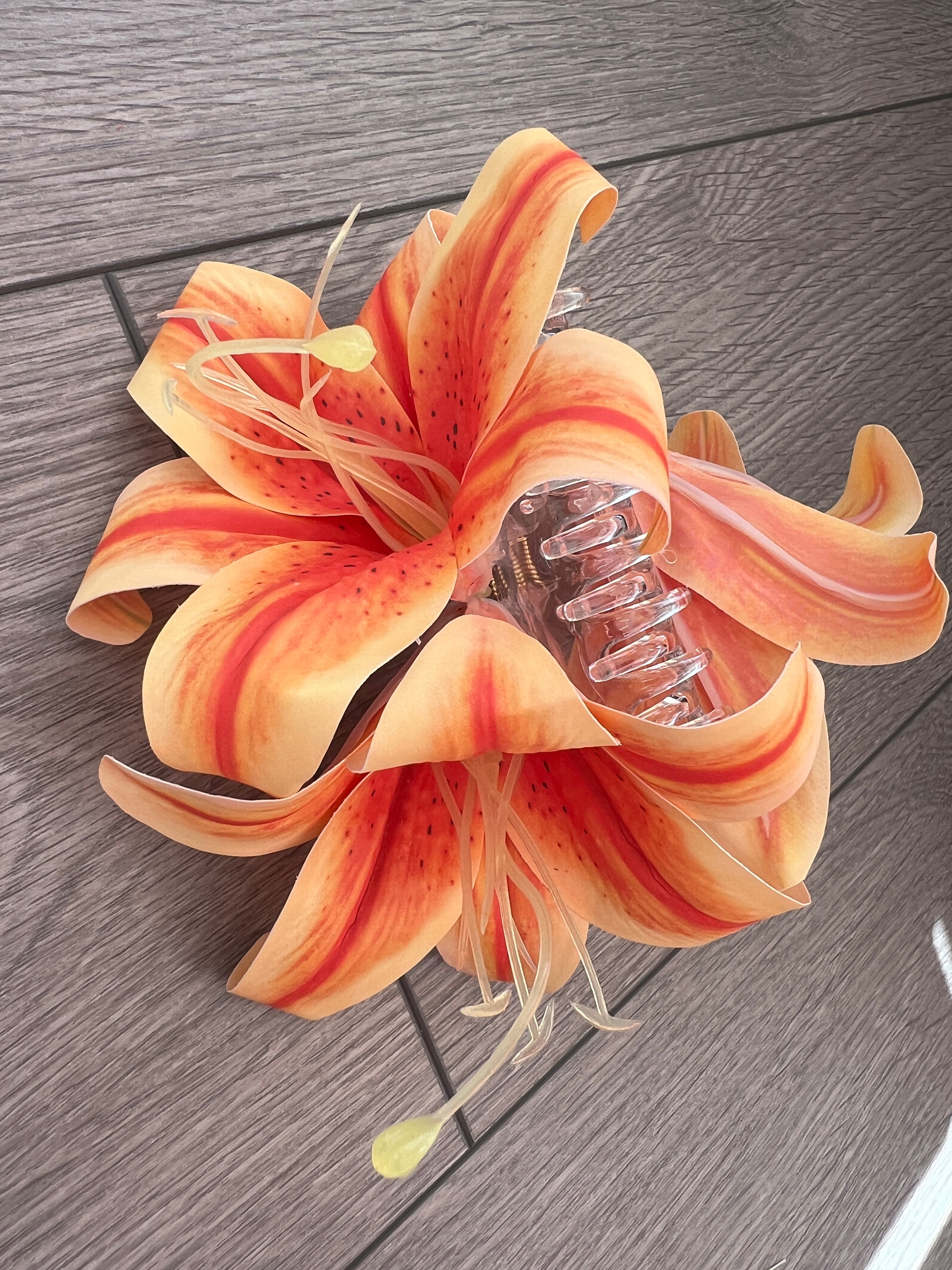 tiger lily hair accessories Orange Lily Flower Claw Clip