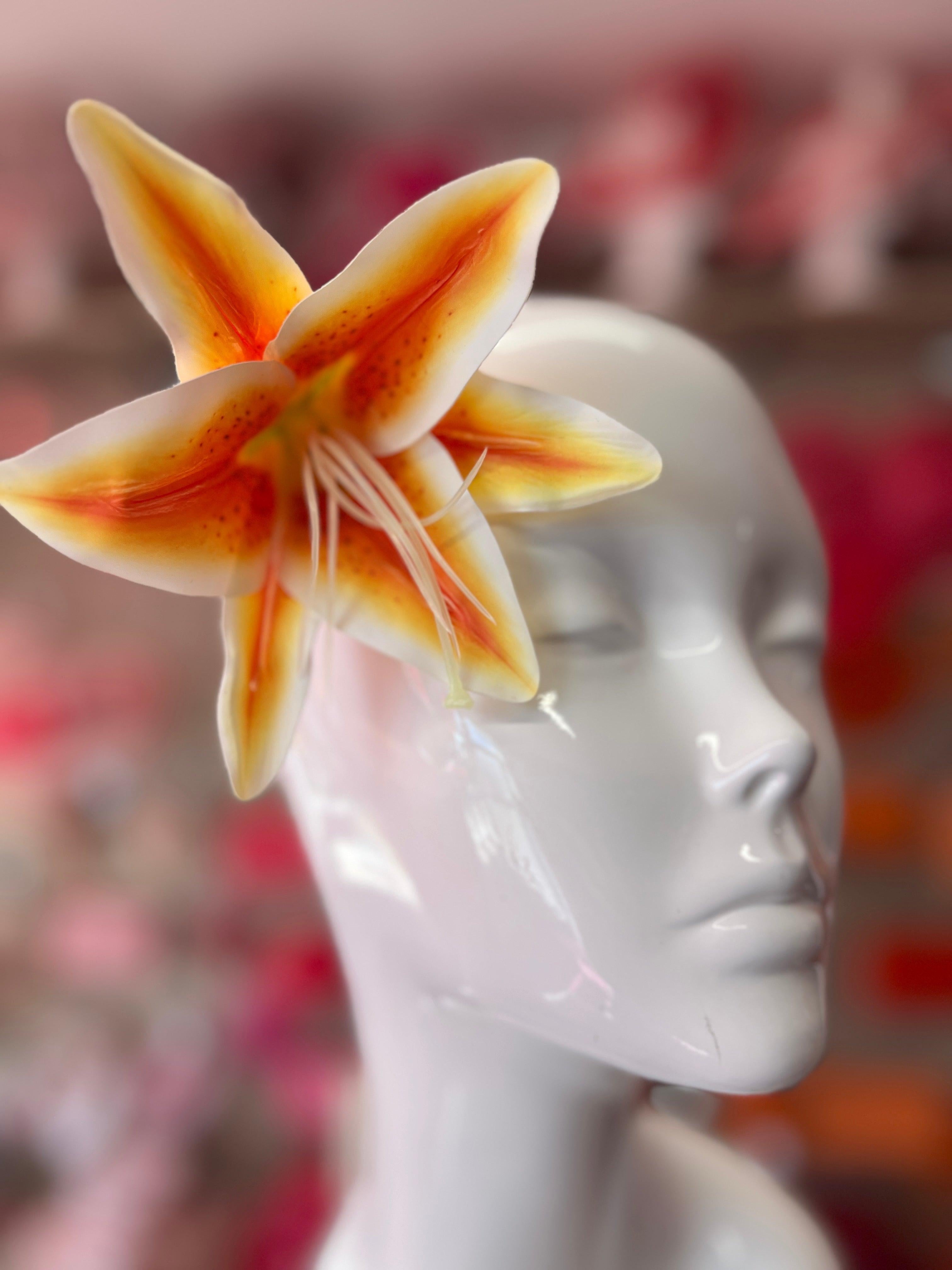 lily flower clip Orange Lily Flower Hair Clip