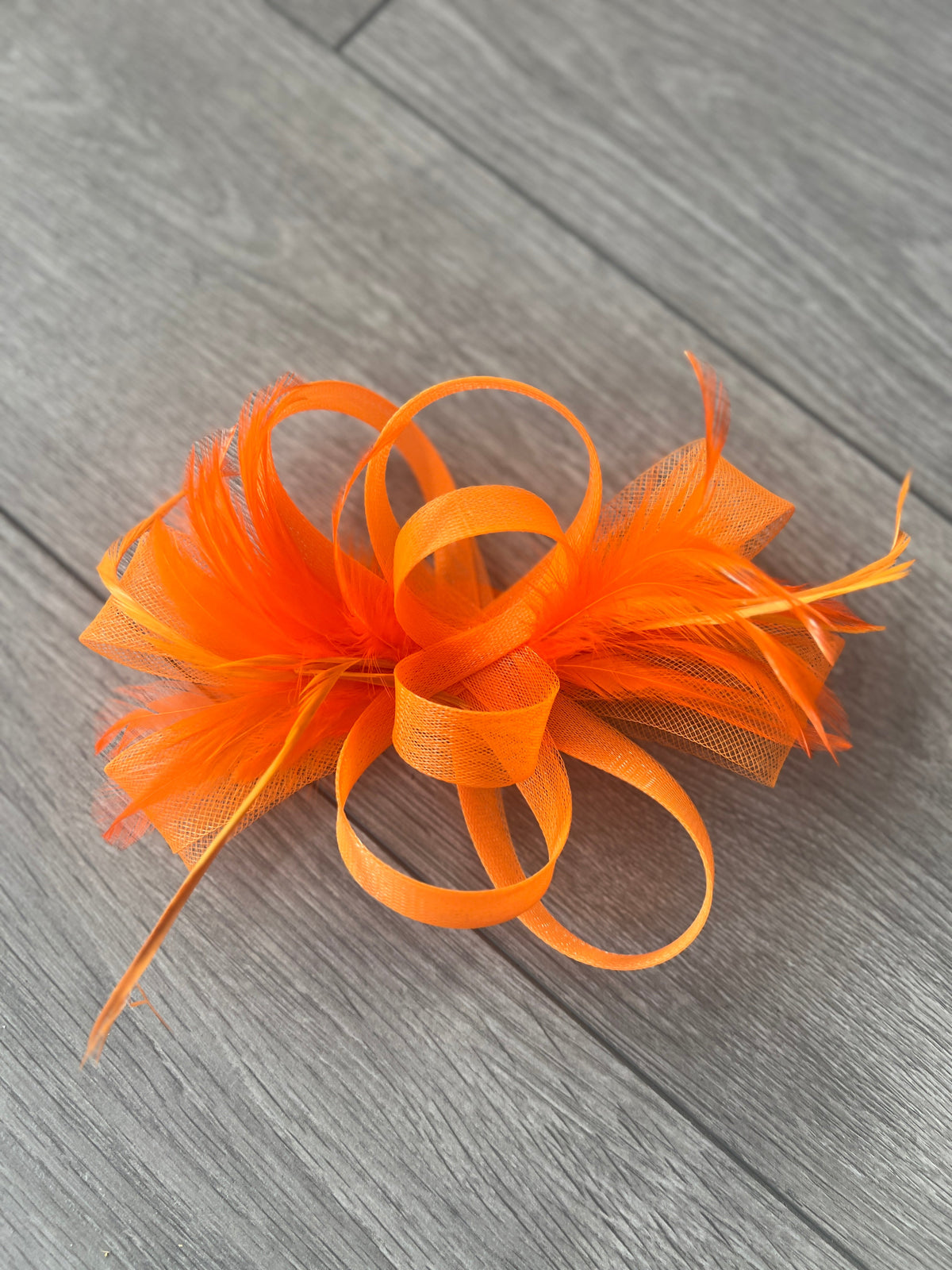 Orange Loop Bow Fascinator With Feathers-Fascinators Direct