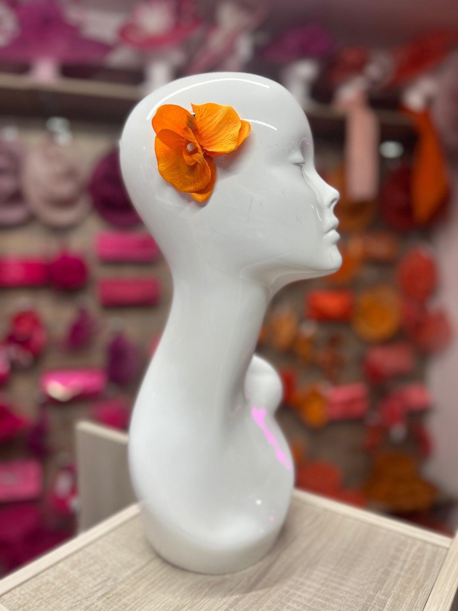 Orange Orchid Hair Clip-Fascinators Direct