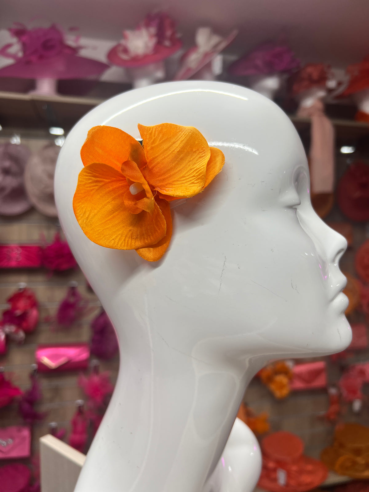 Orange Orchid Hair Clip-Fascinators Direct