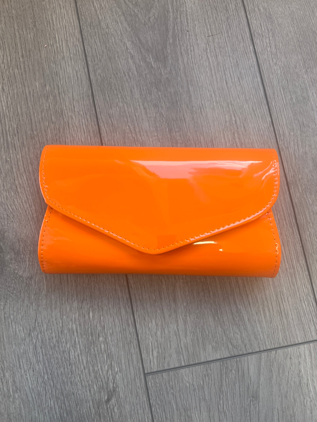Orange Patent Envelope Clutch Bag-Fascinators Direct