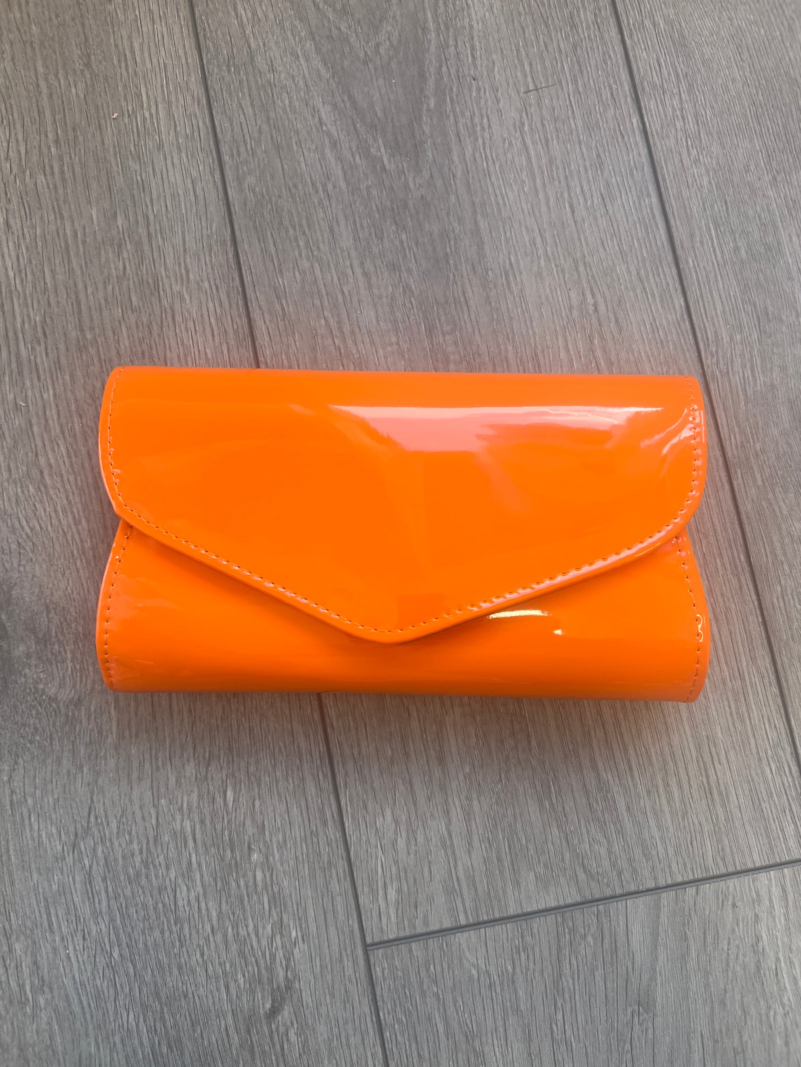 Orange Patent Envelope Clutch Bag-Fascinators Direct