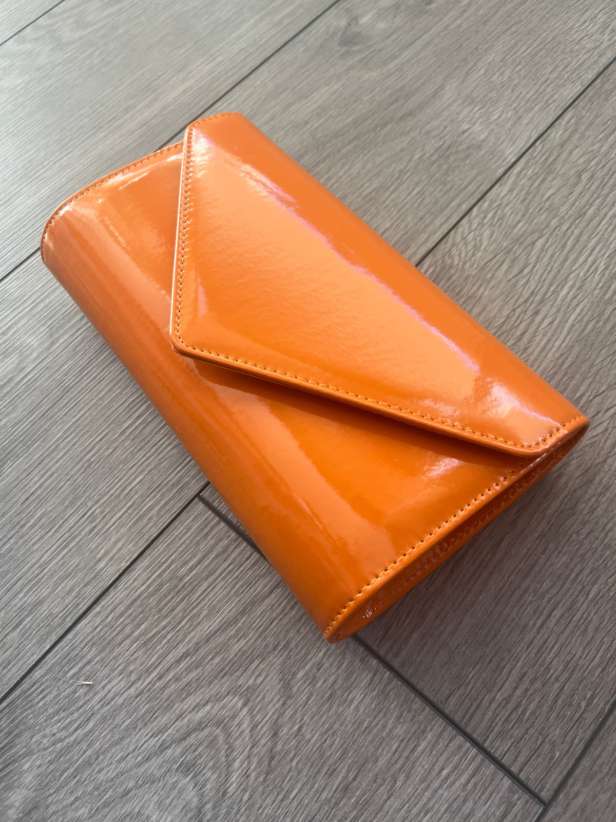 Orange Patent Envelope Clutch Bag-Fascinators Direct
