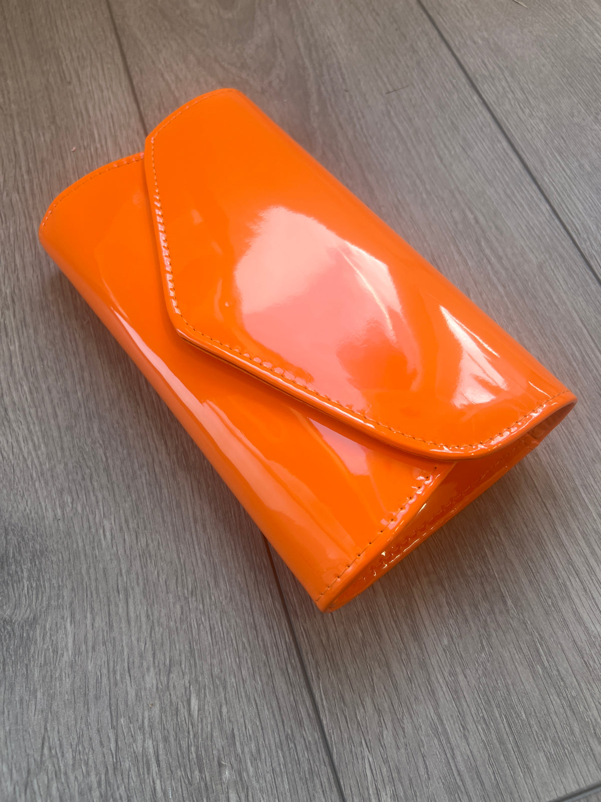 Orange Patent Envelope Clutch Bag-Fascinators Direct