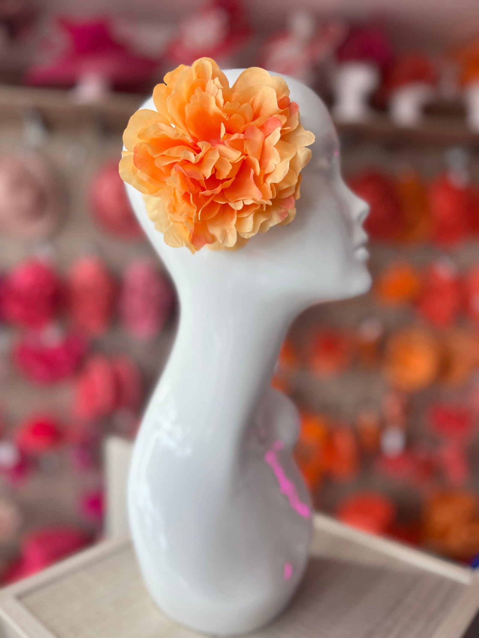 Orange Peony Hair flower-Fascinators Direct