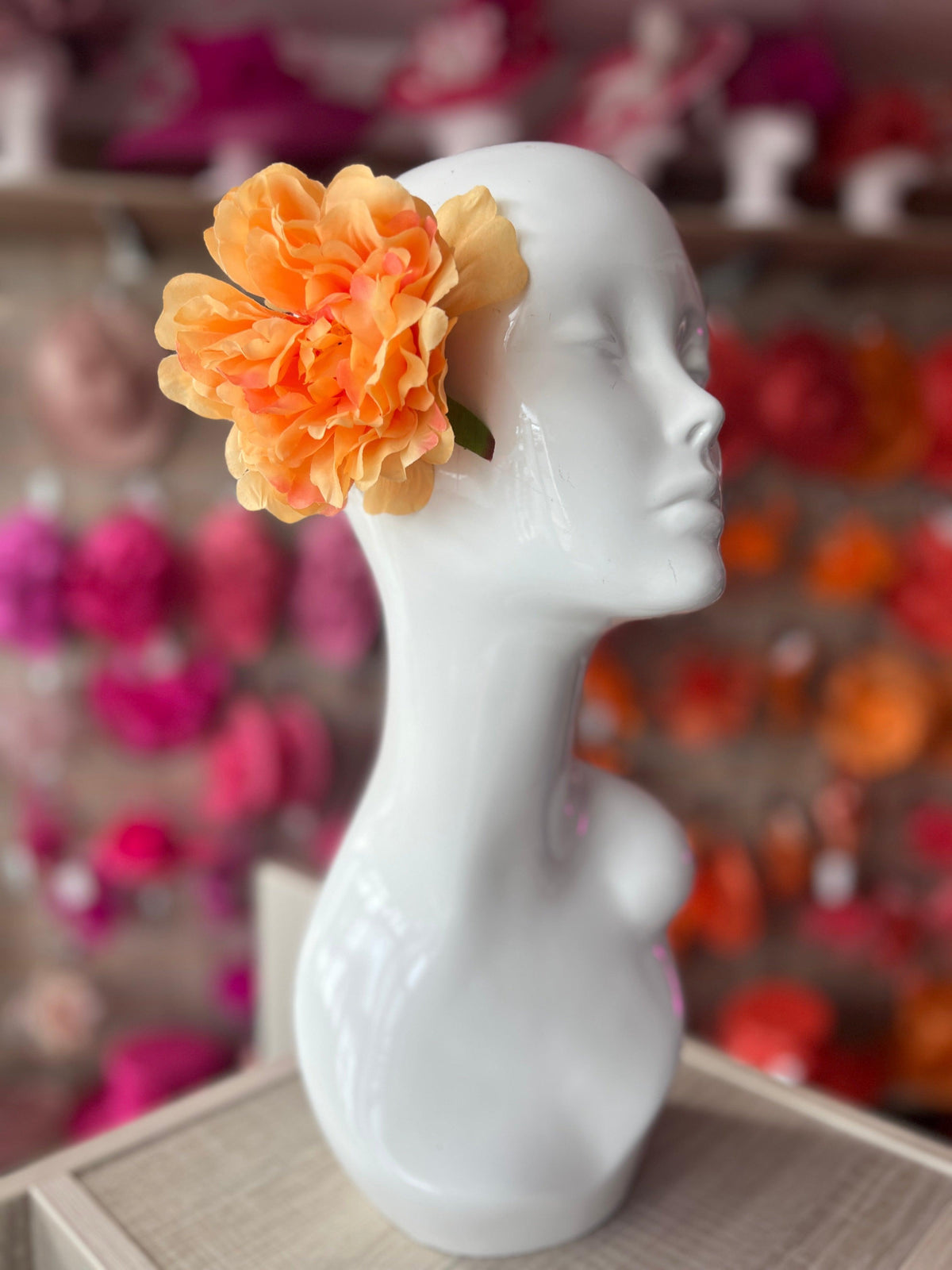 Orange Peony Hair flower-Fascinators Direct